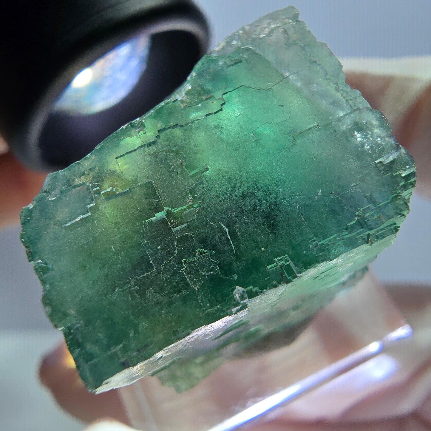 Klarer Phantom Fluorit Würfel parkettiert, grün Okorusu, Namibia 23*22*20mm