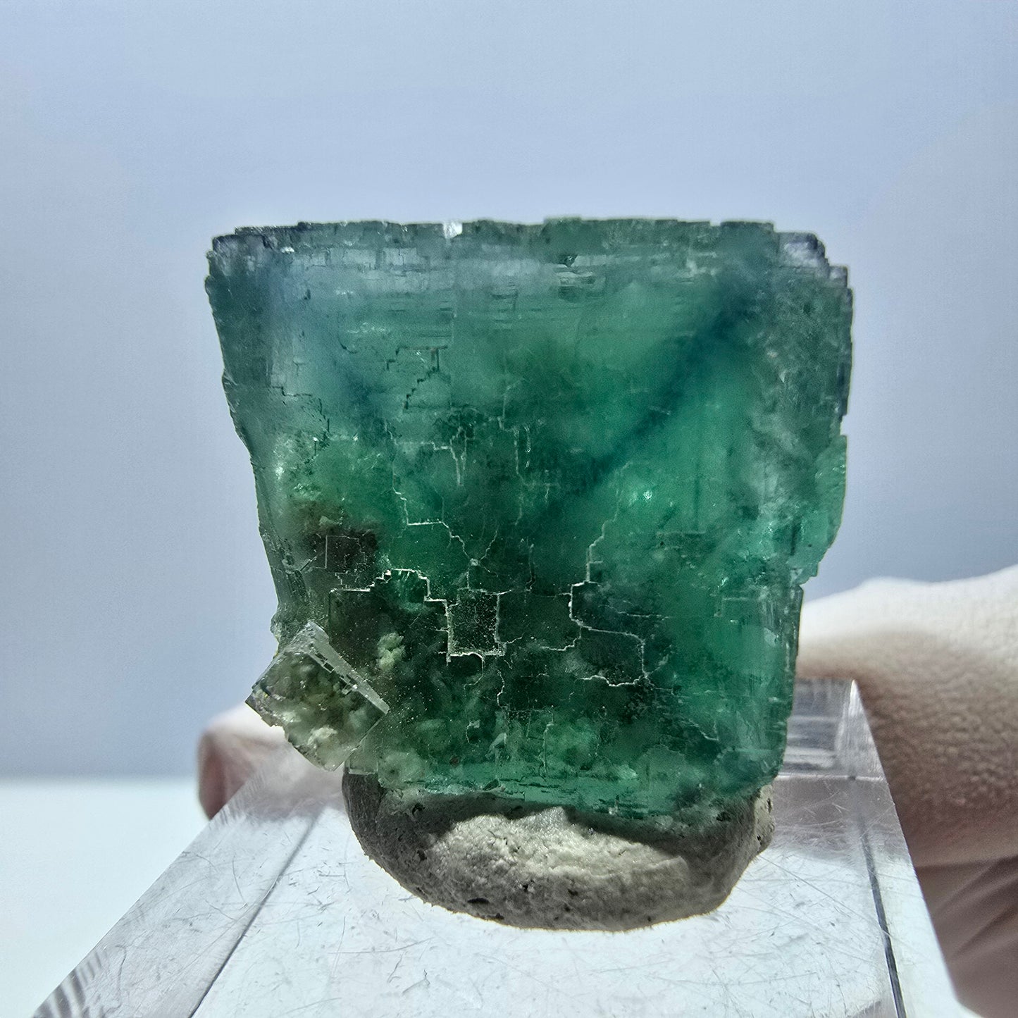 Klarer Phantom Fluorit Würfel parkettiert, grün Okorusu, Namibia 23*22*20mm