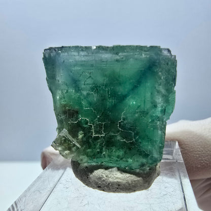 Klarer Phantom Fluorit Würfel parkettiert, grün Okorusu, Namibia 23*22*20mm