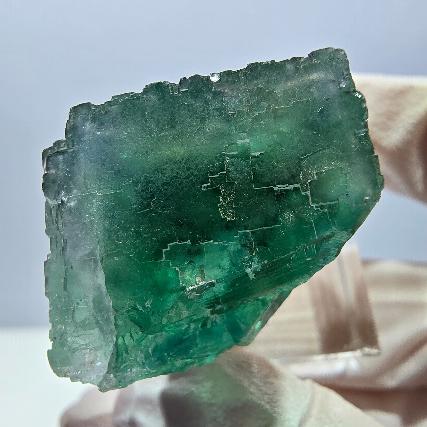 Klarer Phantom Fluorit Würfel parkettiert, grün Okorusu, Namibia 23*22*20mm
