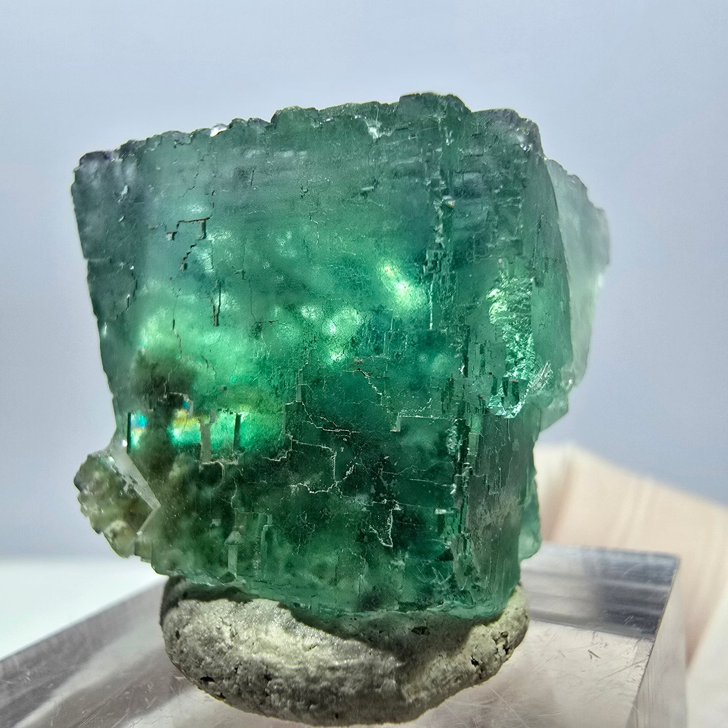 Klarer Phantom Fluorit Würfel parkettiert, grün Okorusu, Namibia 23*22*20mm