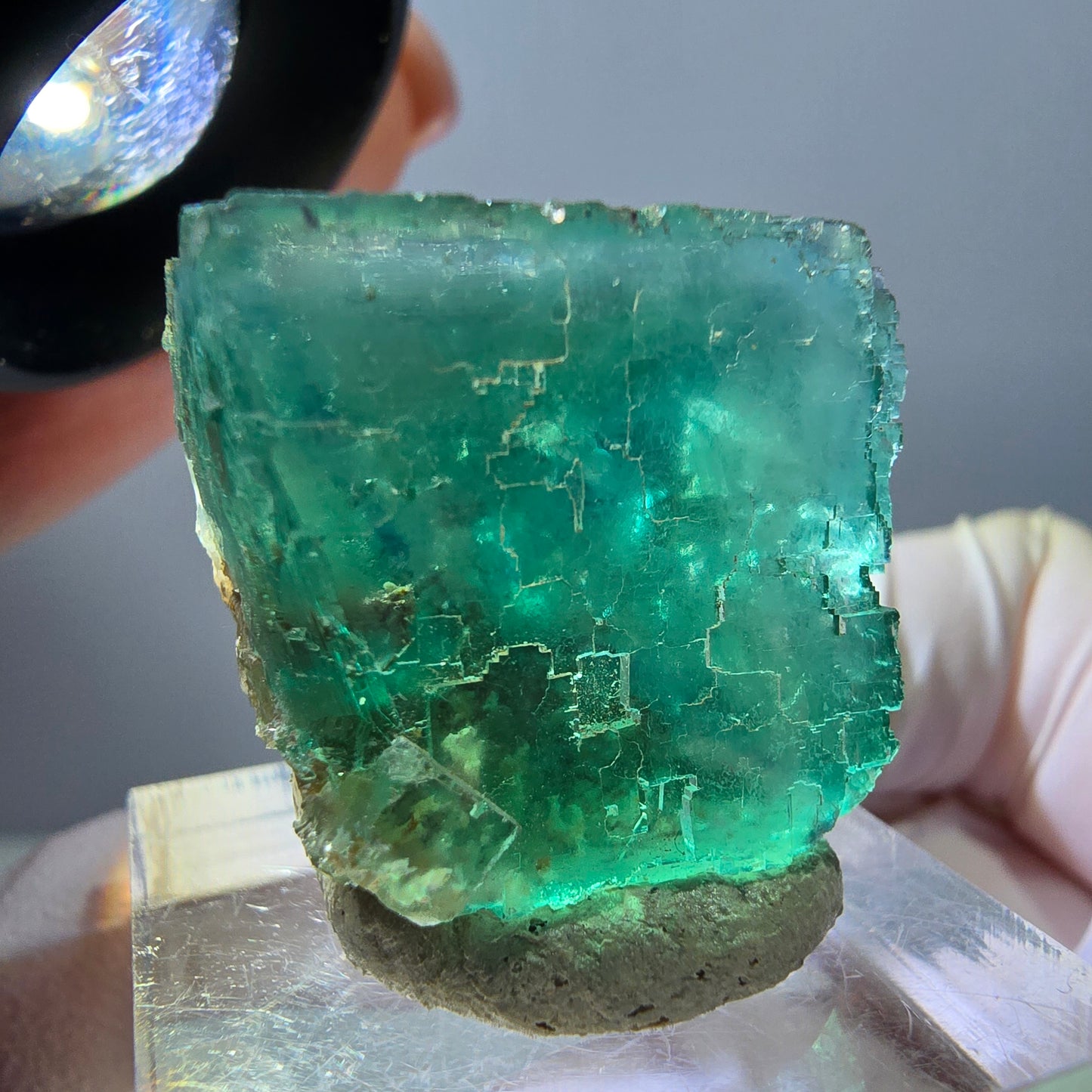 Klarer Phantom Fluorit Würfel parkettiert, grün Okorusu, Namibia 23*22*20mm