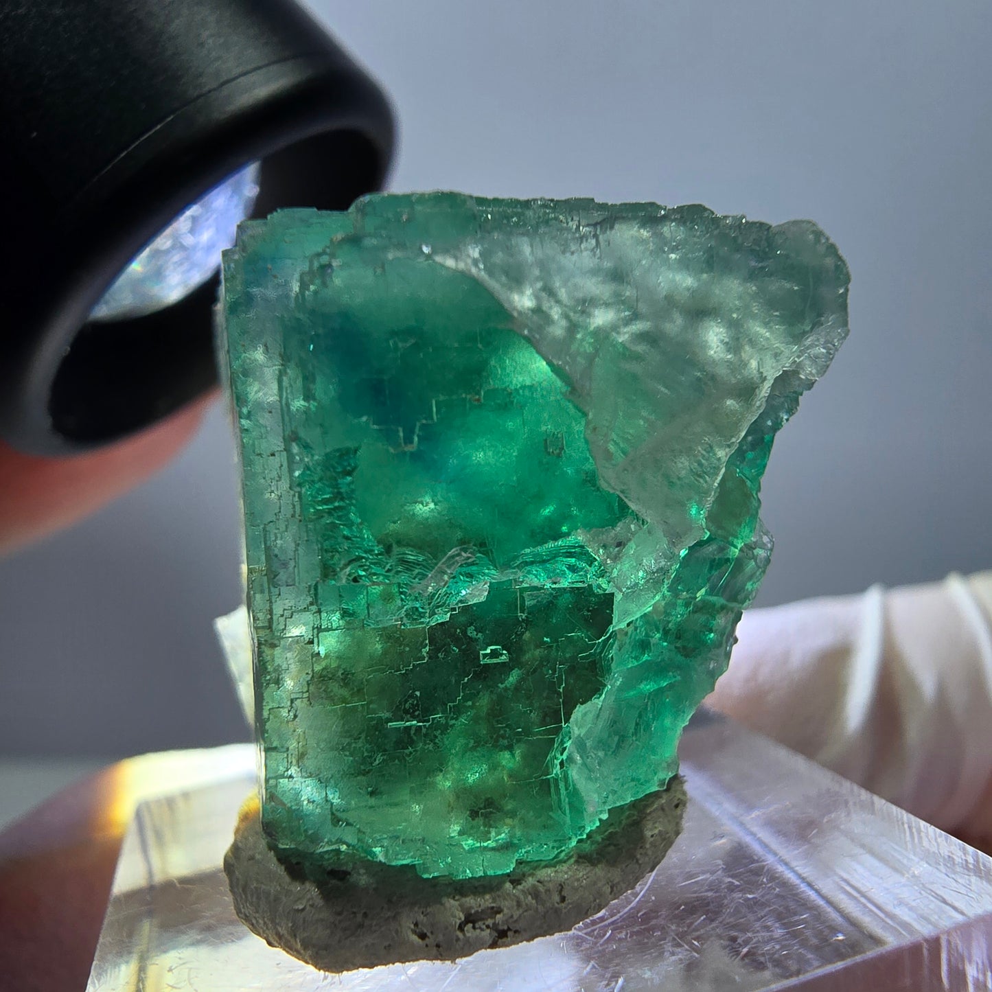 Klarer Phantom Fluorit Würfel parkettiert, grün Okorusu, Namibia 23*22*20mm