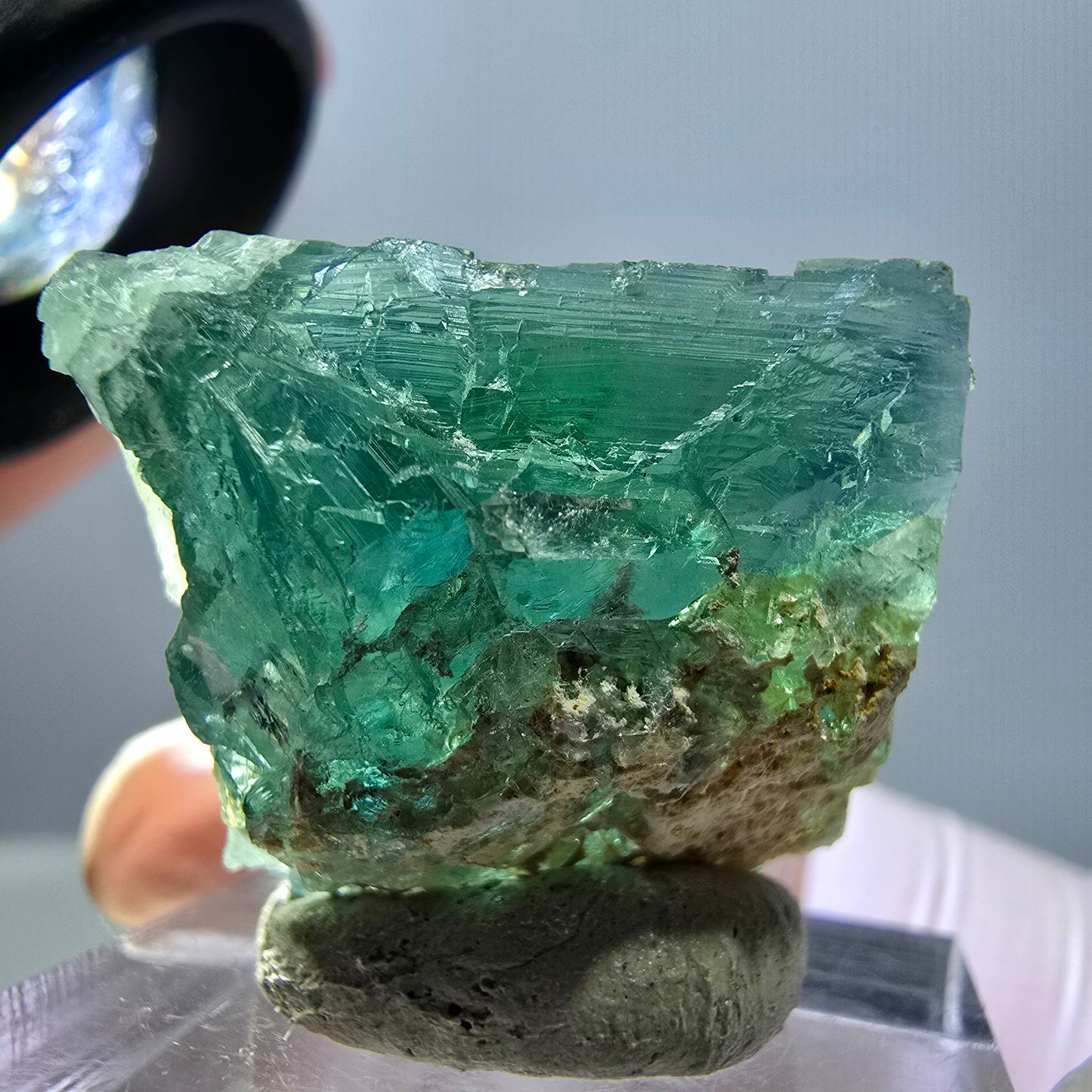 Klarer Phantom Fluorit Würfel parkettiert, grün Okorusu, Namibia 23*22*20mm