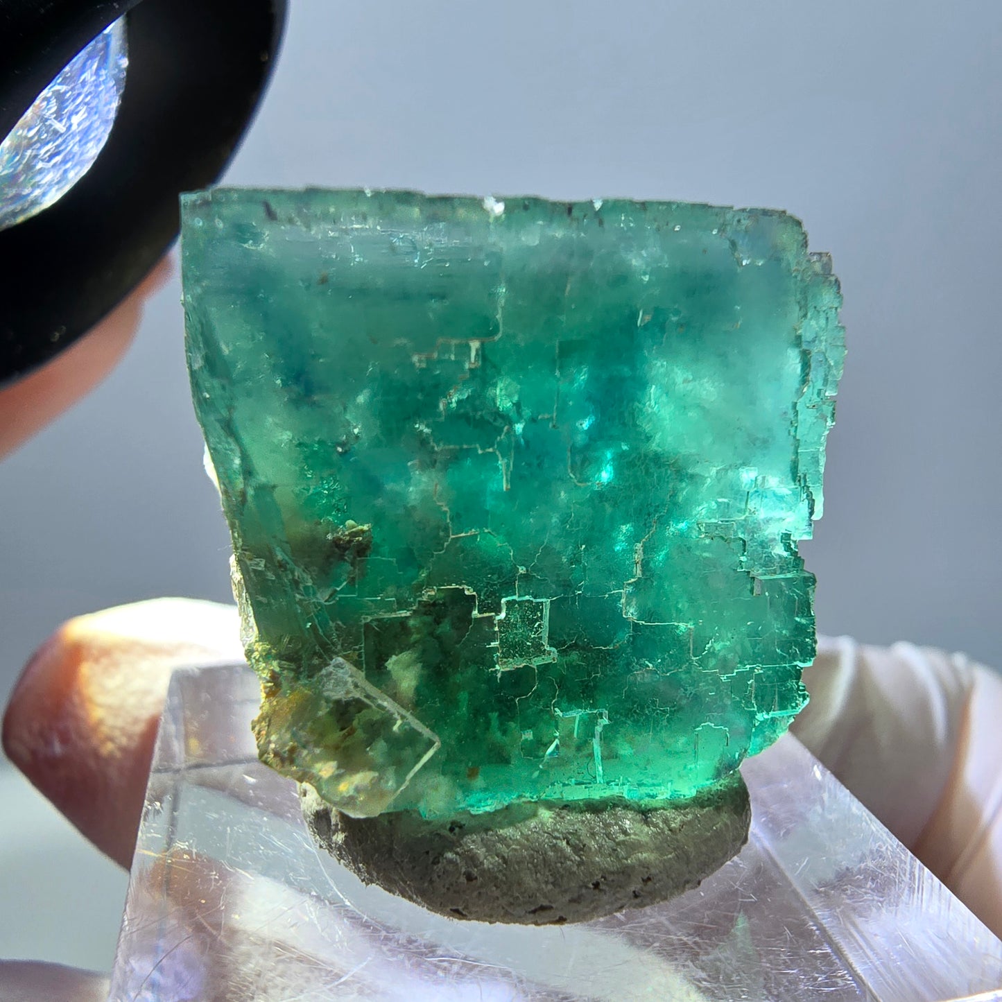 Klarer Phantom Fluorit Würfel parkettiert, grün Okorusu, Namibia 23*22*20mm