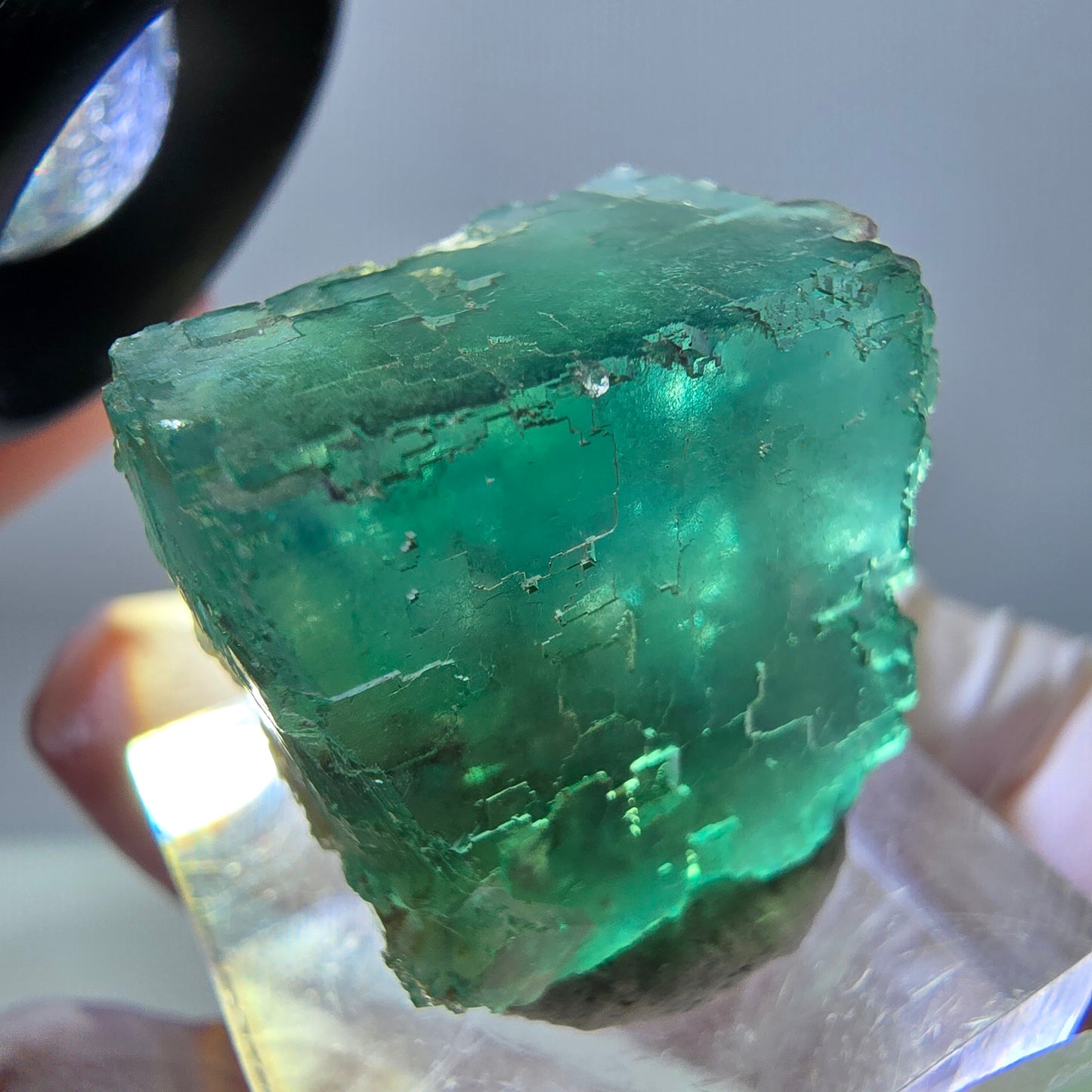 Klarer Phantom Fluorit Würfel parkettiert, grün Okorusu, Namibia 23*22*20mm