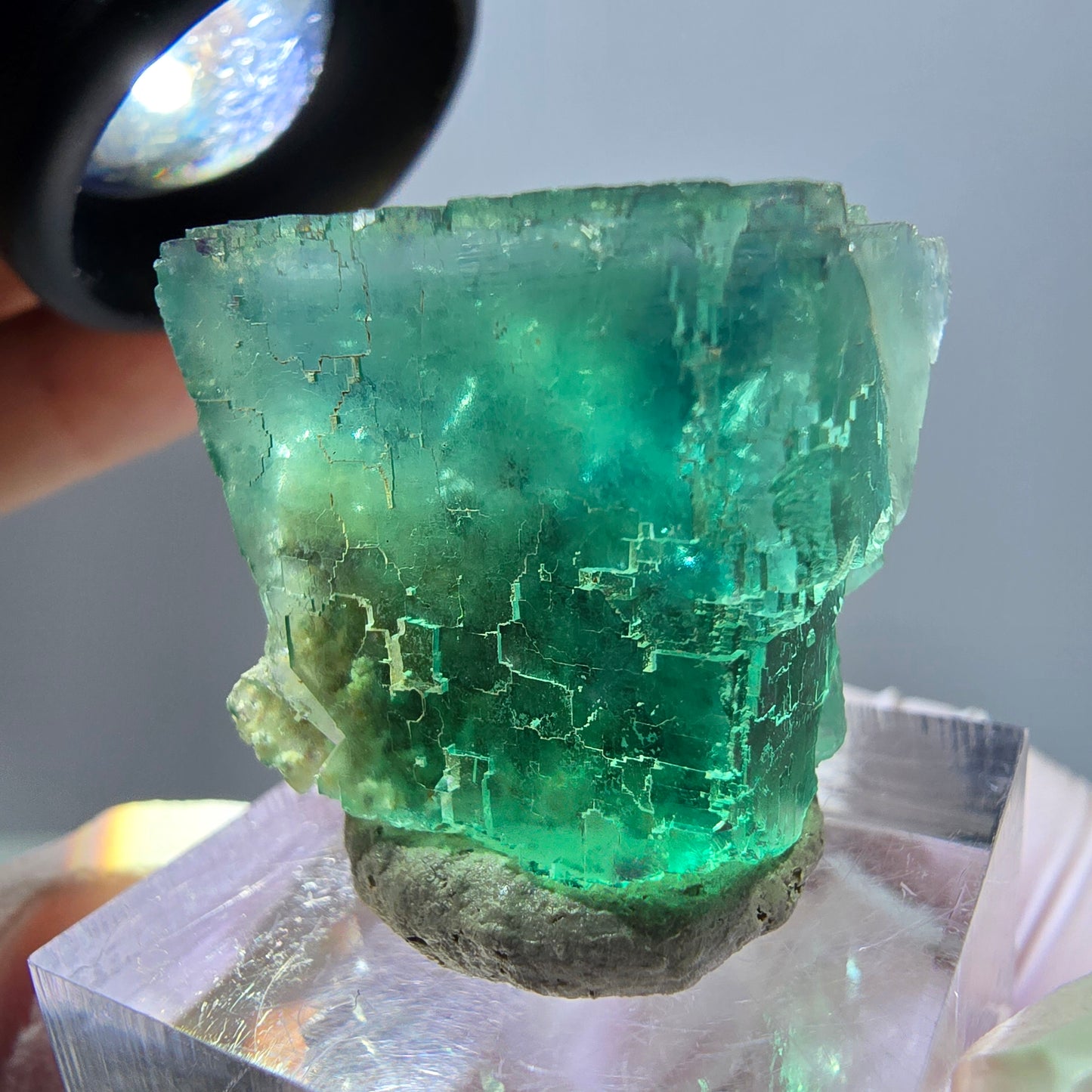 Klarer Phantom Fluorit Würfel parkettiert, grün Okorusu, Namibia 23*22*20mm