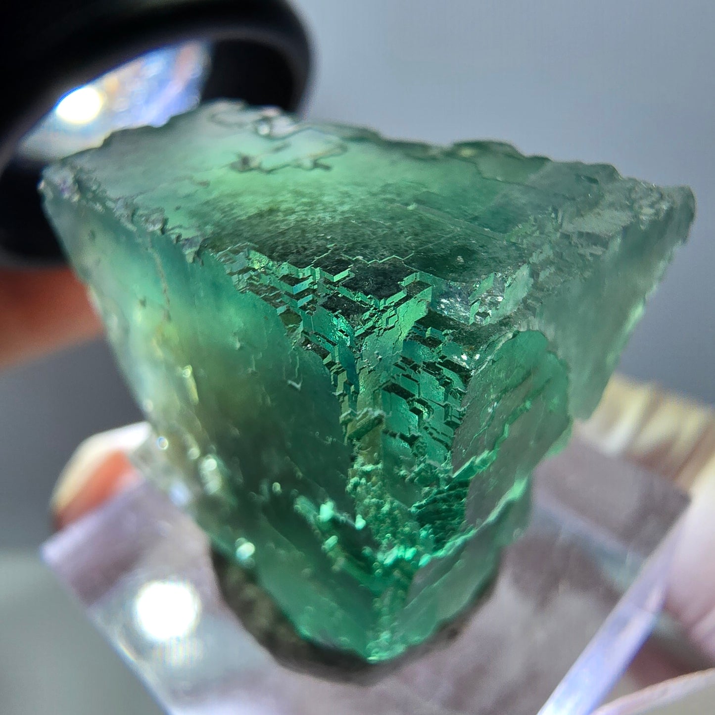 Klarer Phantom Fluorit Würfel parkettiert, grün Okorusu, Namibia 23*22*20mm