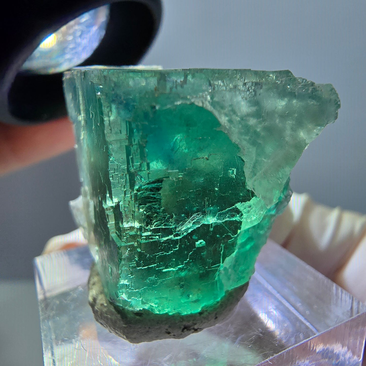 Klarer Phantom Fluorit Würfel parkettiert, grün Okorusu, Namibia 23*22*20mm