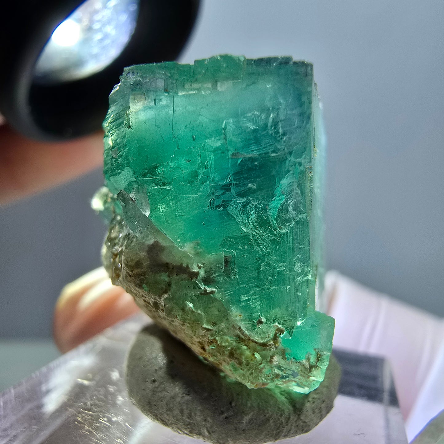 Klarer Phantom Fluorit Würfel parkettiert, grün Okorusu, Namibia 23*22*20mm