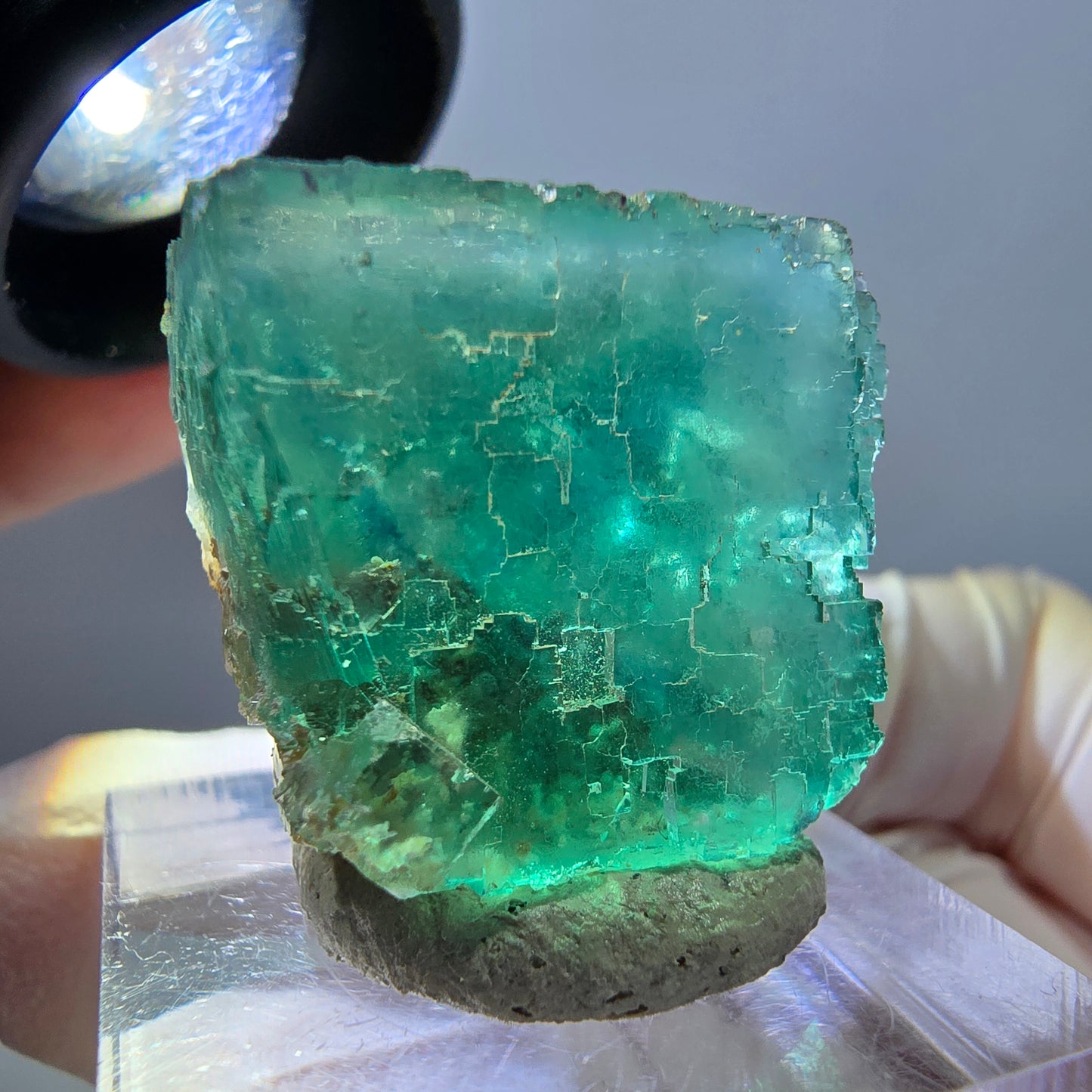 Klarer Phantom Fluorit Würfel parkettiert, grün Okorusu, Namibia 23*22*20mm