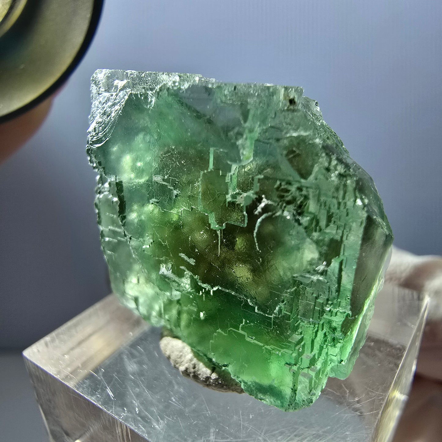 Klarer Phantom Fluorit Würfel parkettiert, grün Okorusu, Namibia 25*23*16mm