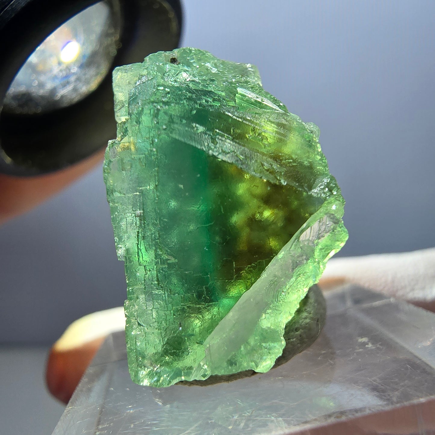 Klarer Phantom Fluorit Würfel parkettiert, grün Okorusu, Namibia 25*23*16mm