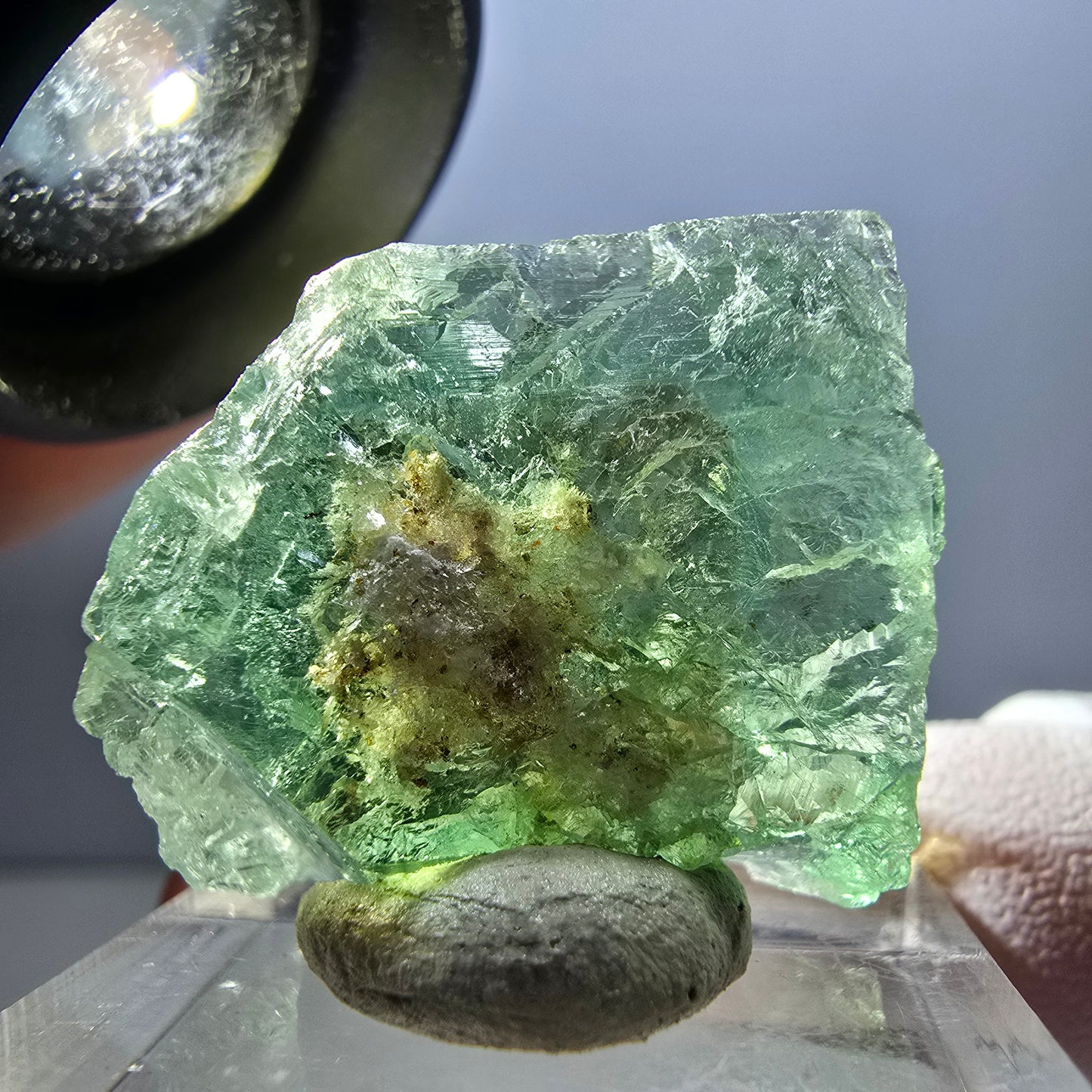 Klarer Phantom Fluorit Würfel parkettiert, grün Okorusu, Namibia 25*23*16mm