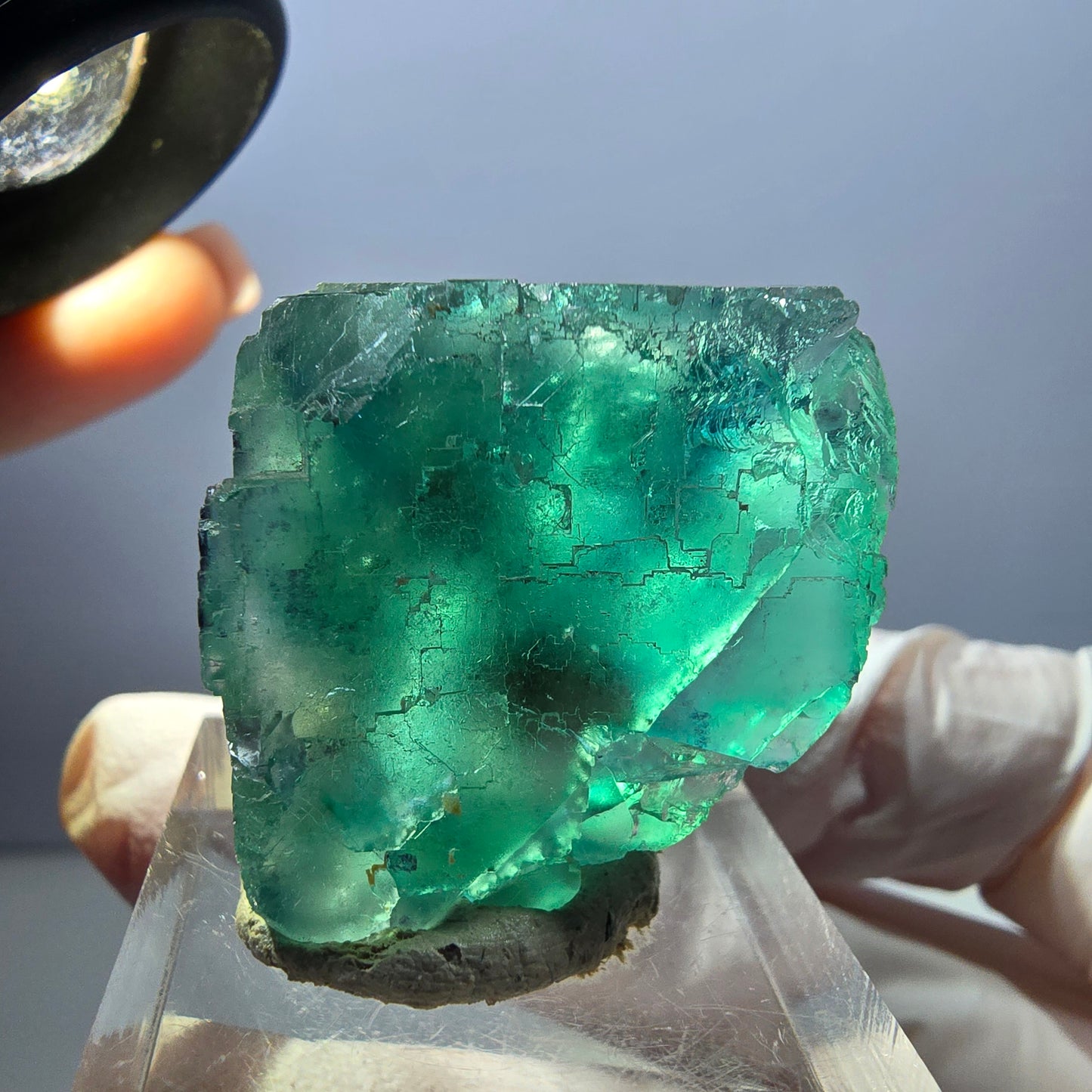 Klarer Phantom Fluorit Würfel parkettiert, grün Okorusu, Namibia 27*25*23mm