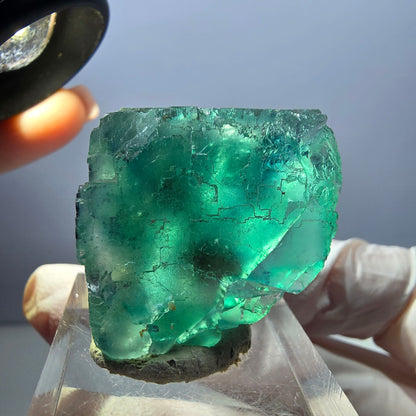 Klarer Phantom Fluorit Würfel parkettiert, grün Okorusu, Namibia 27*25*23mm