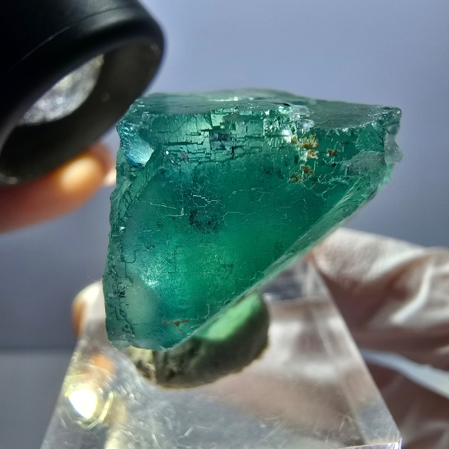 Klarer Phantom Fluorit Würfel parkettiert, grün Okorusu, Namibia 27*25*23mm