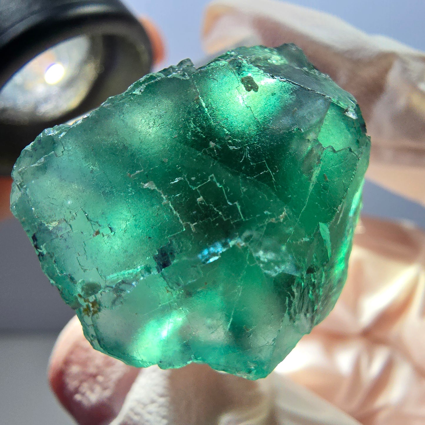 Klarer Phantom Fluorit Würfel parkettiert, grün Okorusu, Namibia 27*25*23mm