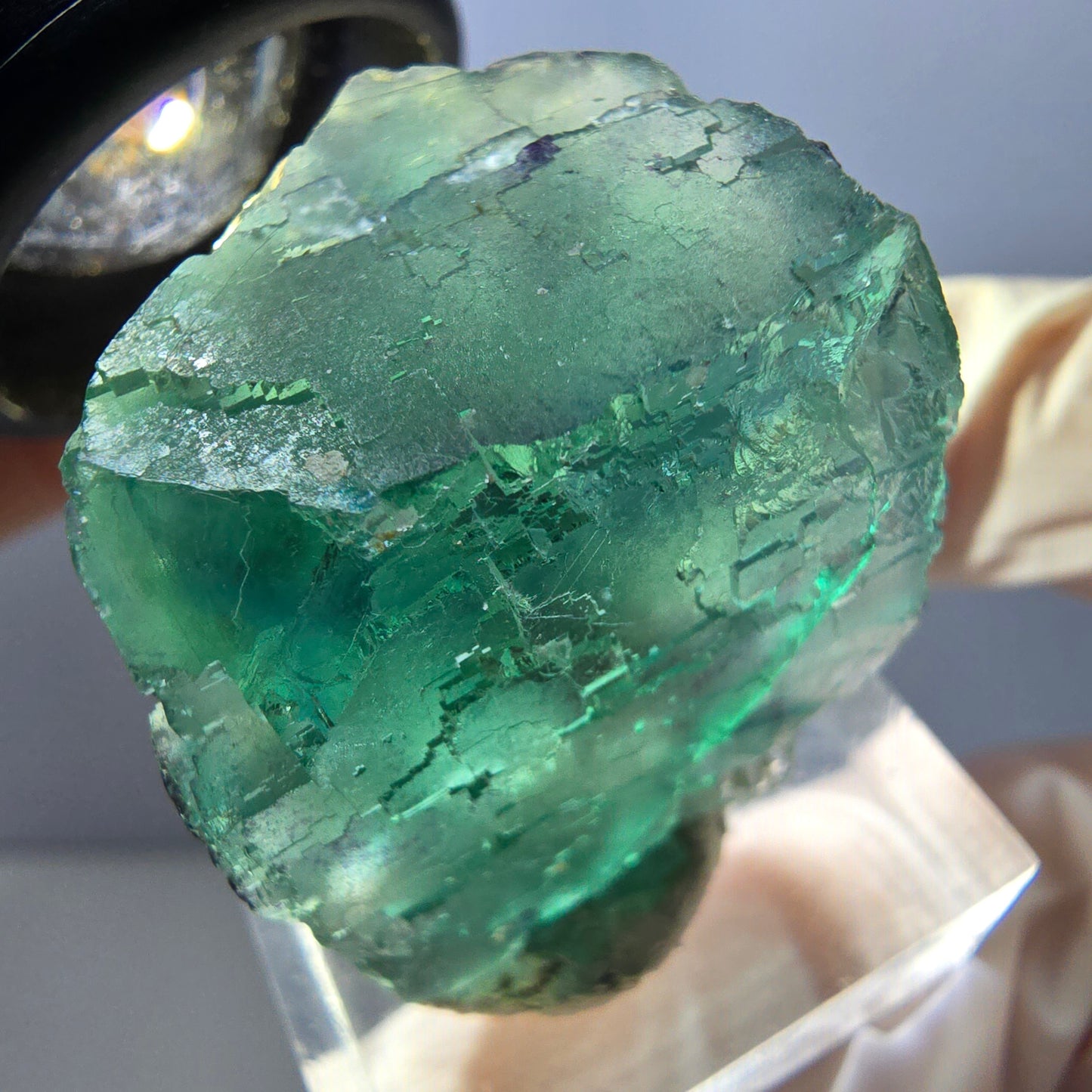 Klarer Phantom Fluorit Würfel parkettiert, grün Okorusu, Namibia 27*25*23mm