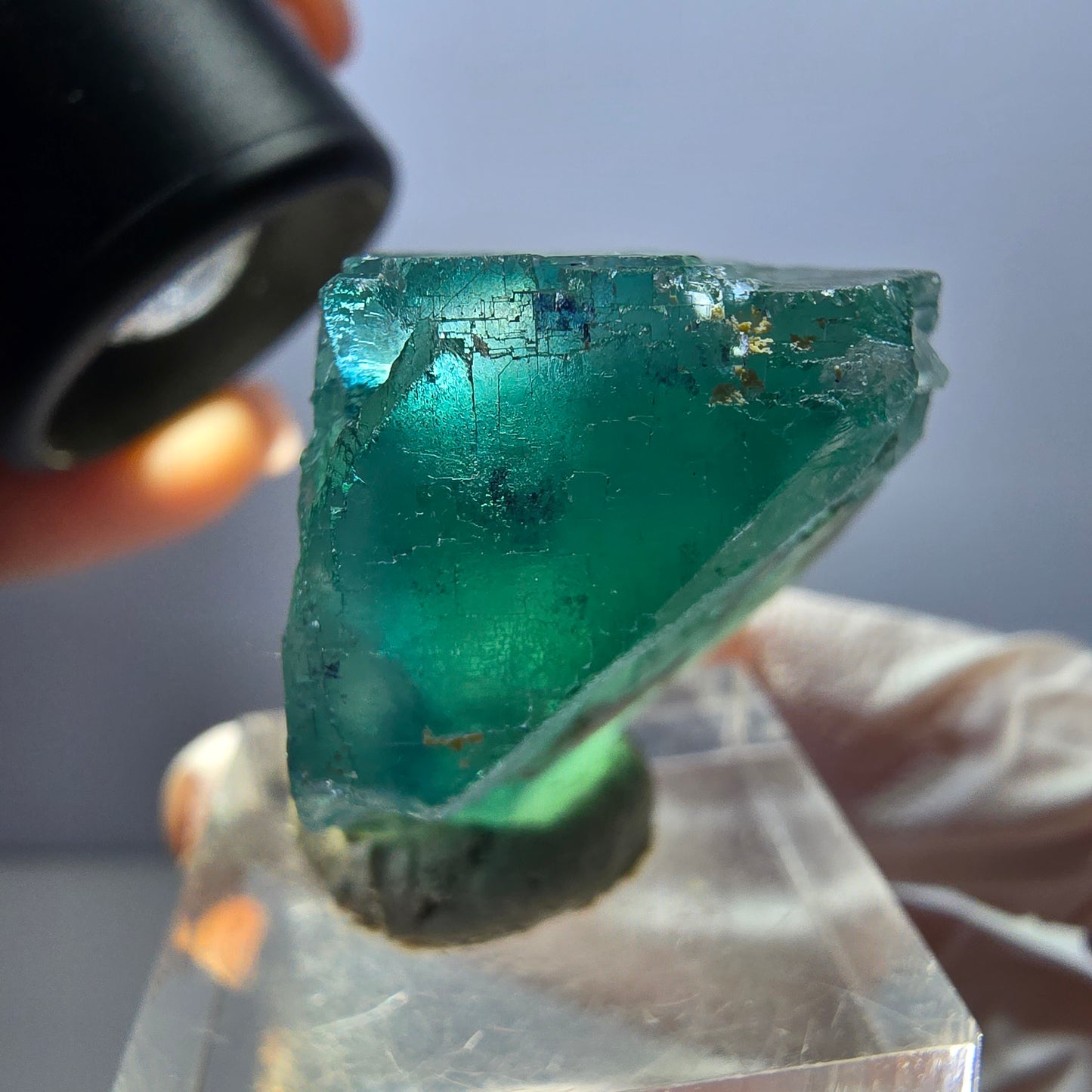Klarer Phantom Fluorit Würfel parkettiert, grün Okorusu, Namibia 27*25*23mm