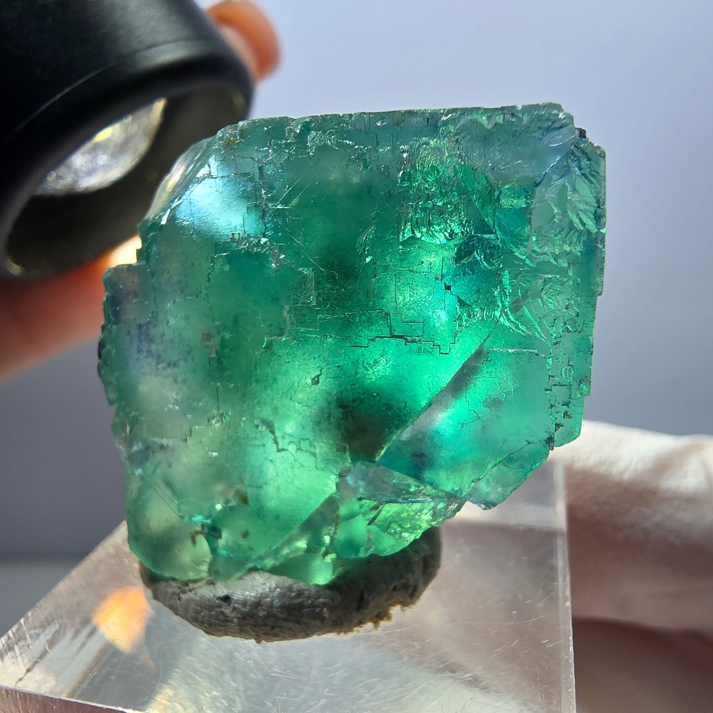 Klarer Phantom Fluorit Würfel parkettiert, grün Okorusu, Namibia 27*25*23mm