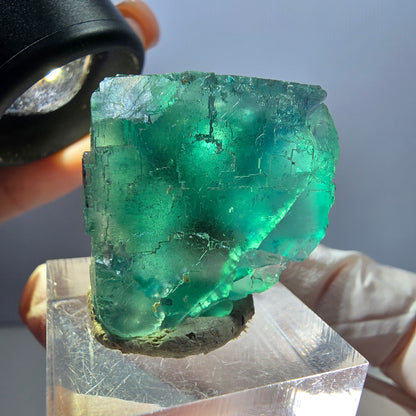 Klarer Phantom Fluorit Würfel parkettiert, grün Okorusu, Namibia 27*25*23mm