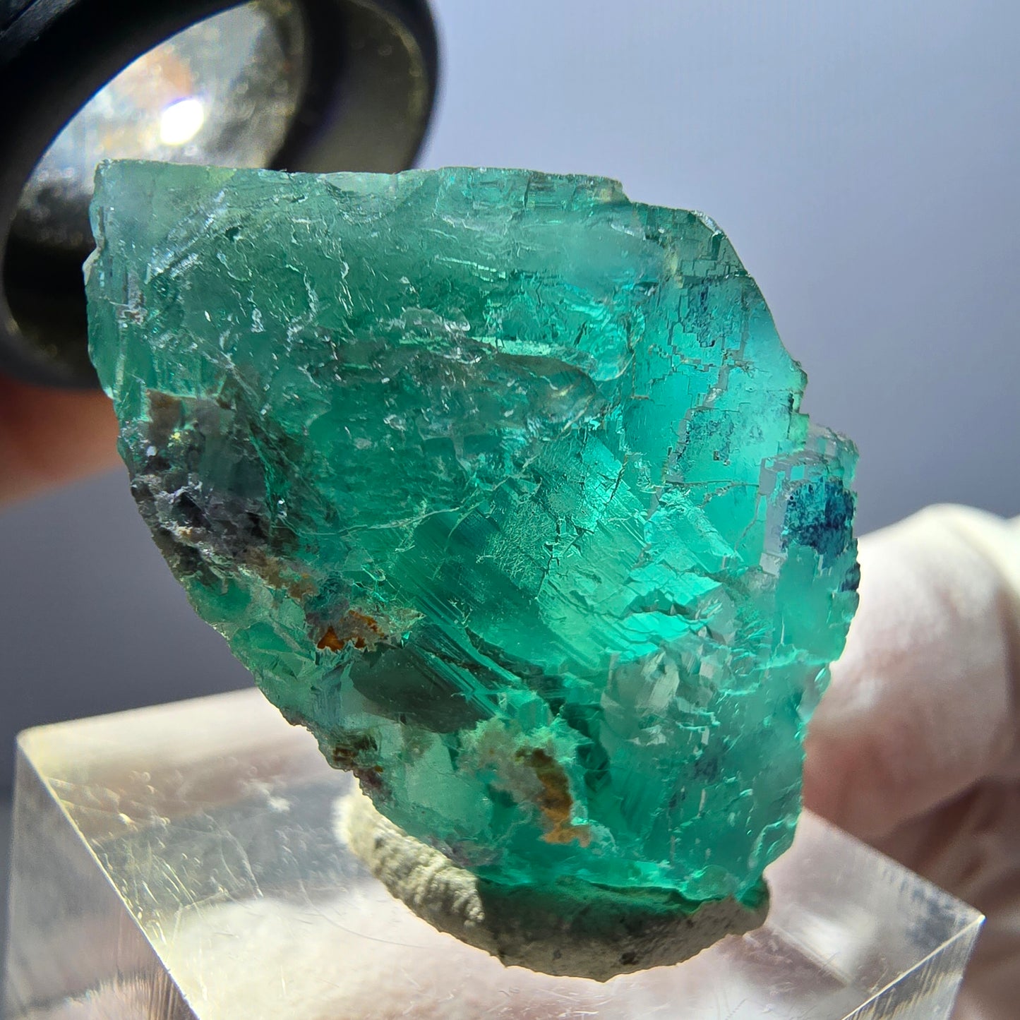Klarer Phantom Fluorit Würfel parkettiert, grün Okorusu, Namibia 27*25*23mm