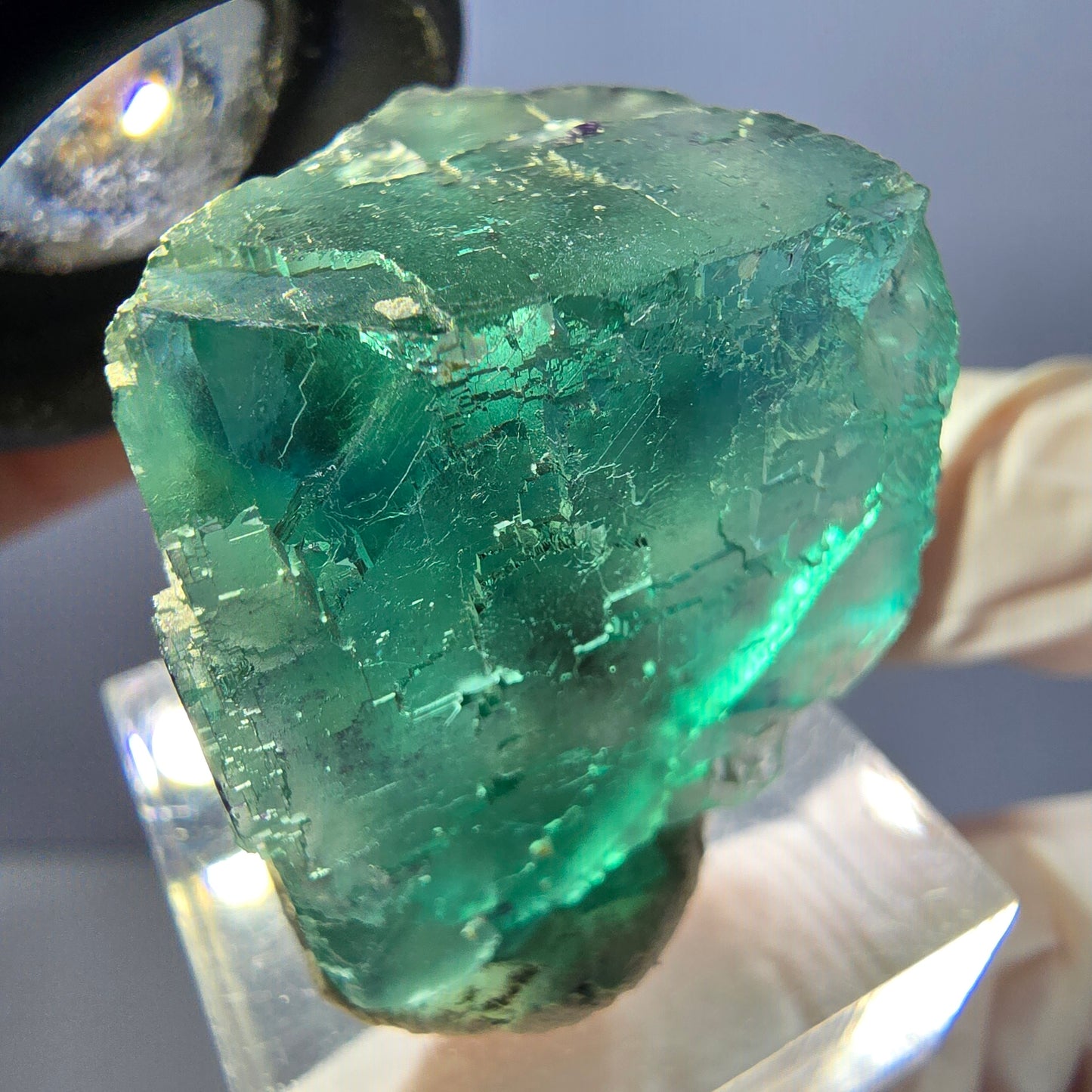 Klarer Phantom Fluorit Würfel parkettiert, grün Okorusu, Namibia 27*25*23mm