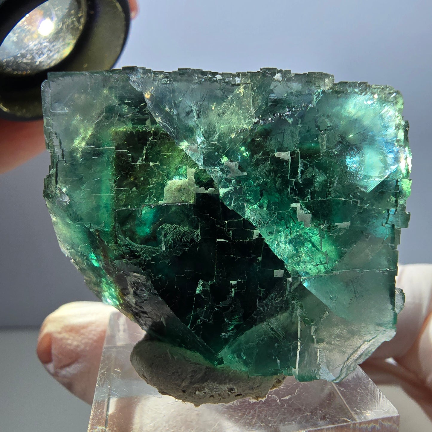 Klarer Phantom Fluorit Würfel parkettiert, grün Okorusu, Namibia 37*32*28mm