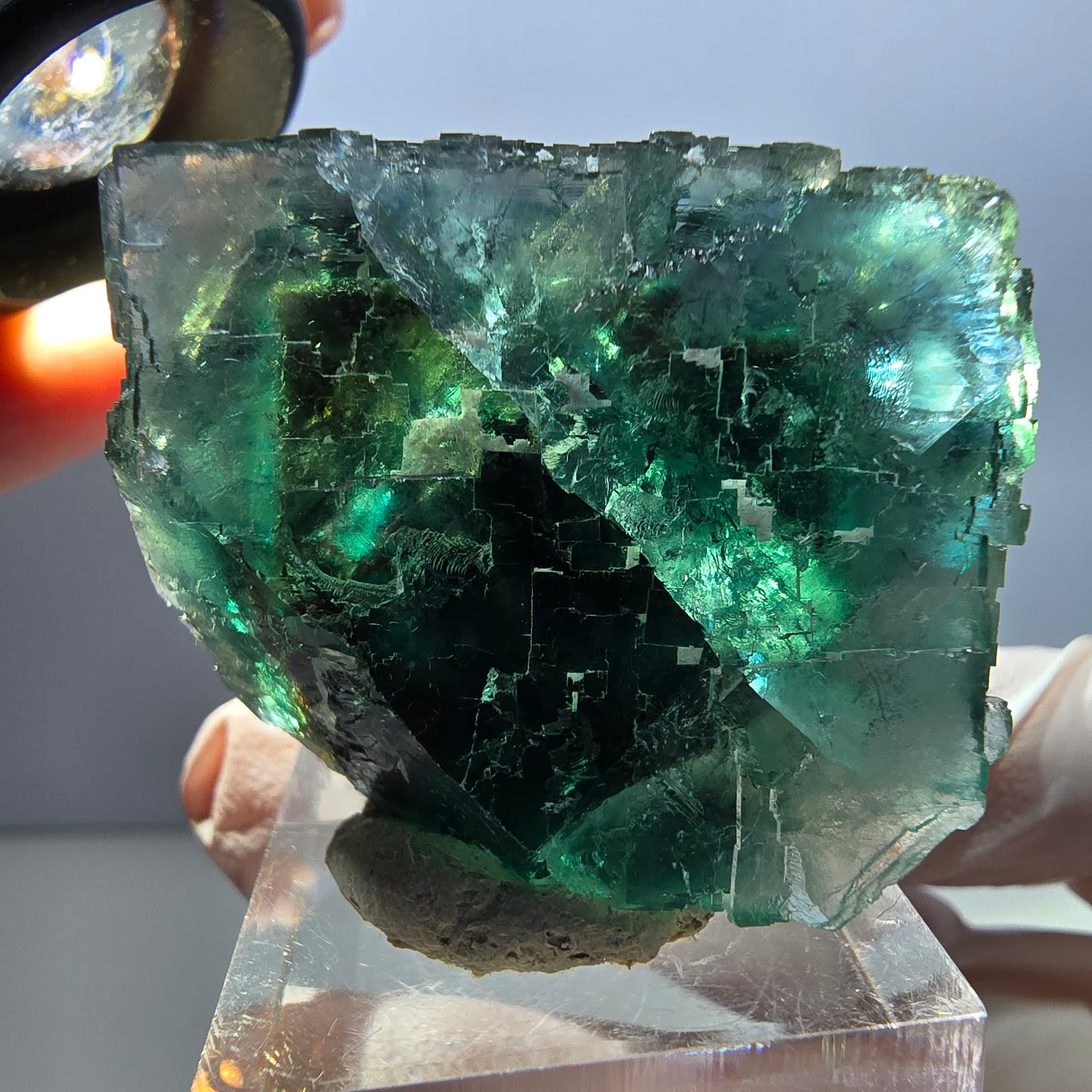 Klarer Phantom Fluorit Würfel parkettiert, grün Okorusu, Namibia 37*32*28mm