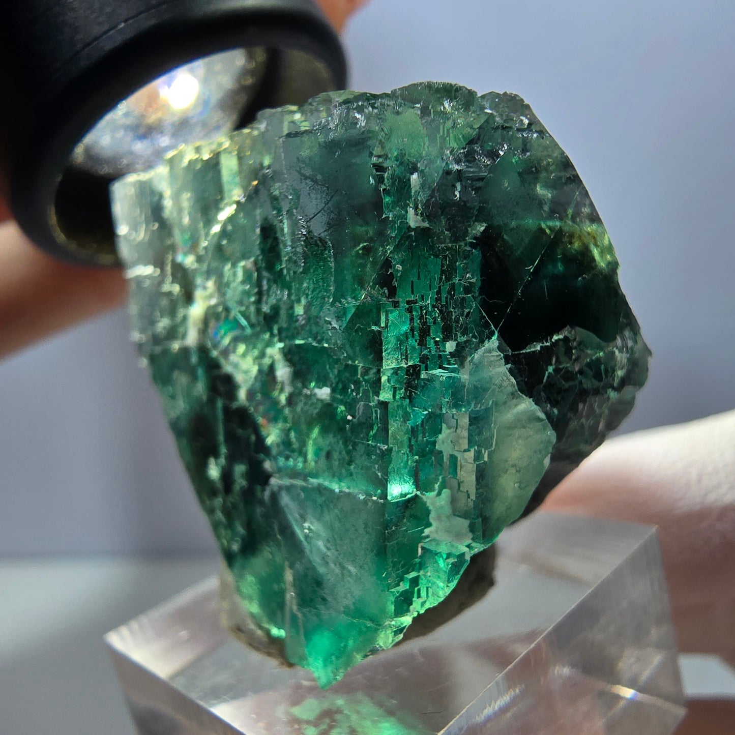 Klarer Phantom Fluorit Würfel parkettiert, grün Okorusu, Namibia 37*32*28mm