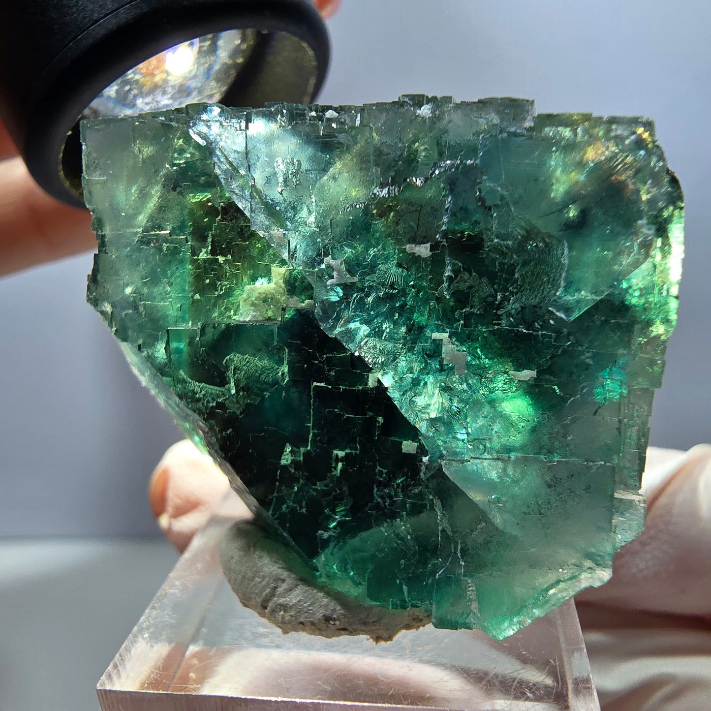 Klarer Phantom Fluorit Würfel parkettiert, grün Okorusu, Namibia 37*32*28mm