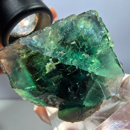 Klarer Phantom Fluorit Würfel parkettiert, grün Okorusu, Namibia 37*32*28mm