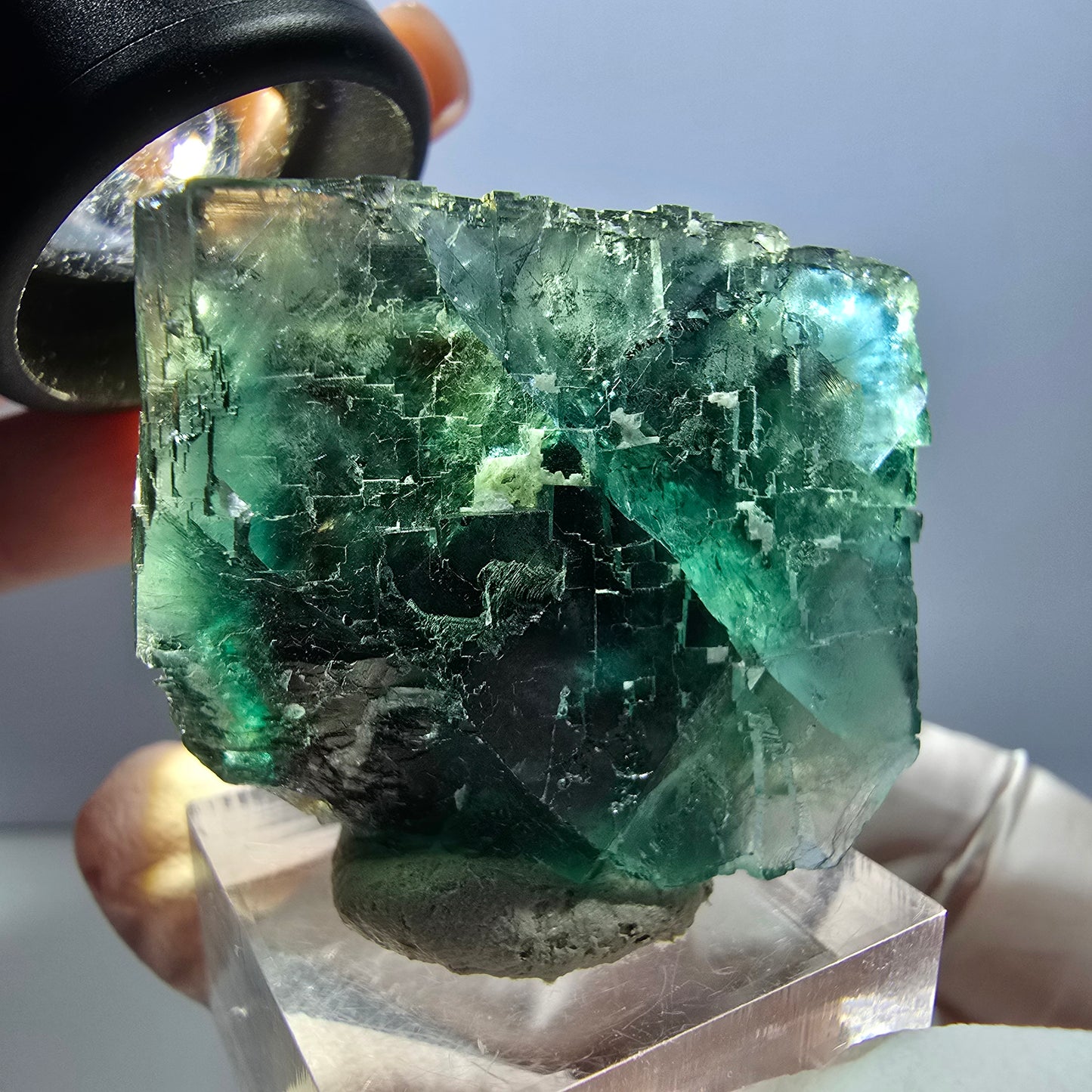 Klarer Phantom Fluorit Würfel parkettiert, grün Okorusu, Namibia 37*32*28mm