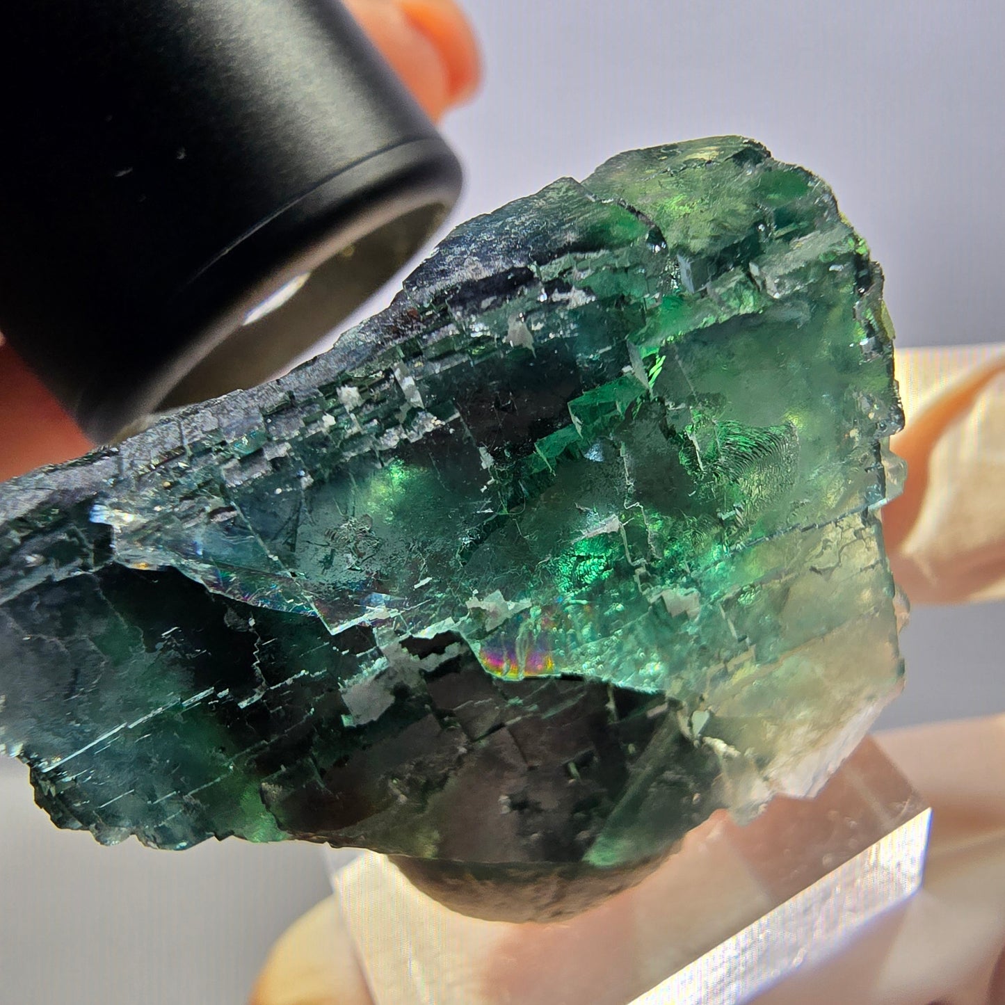 Klarer Phantom Fluorit Würfel parkettiert, grün Okorusu, Namibia 37*32*28mm