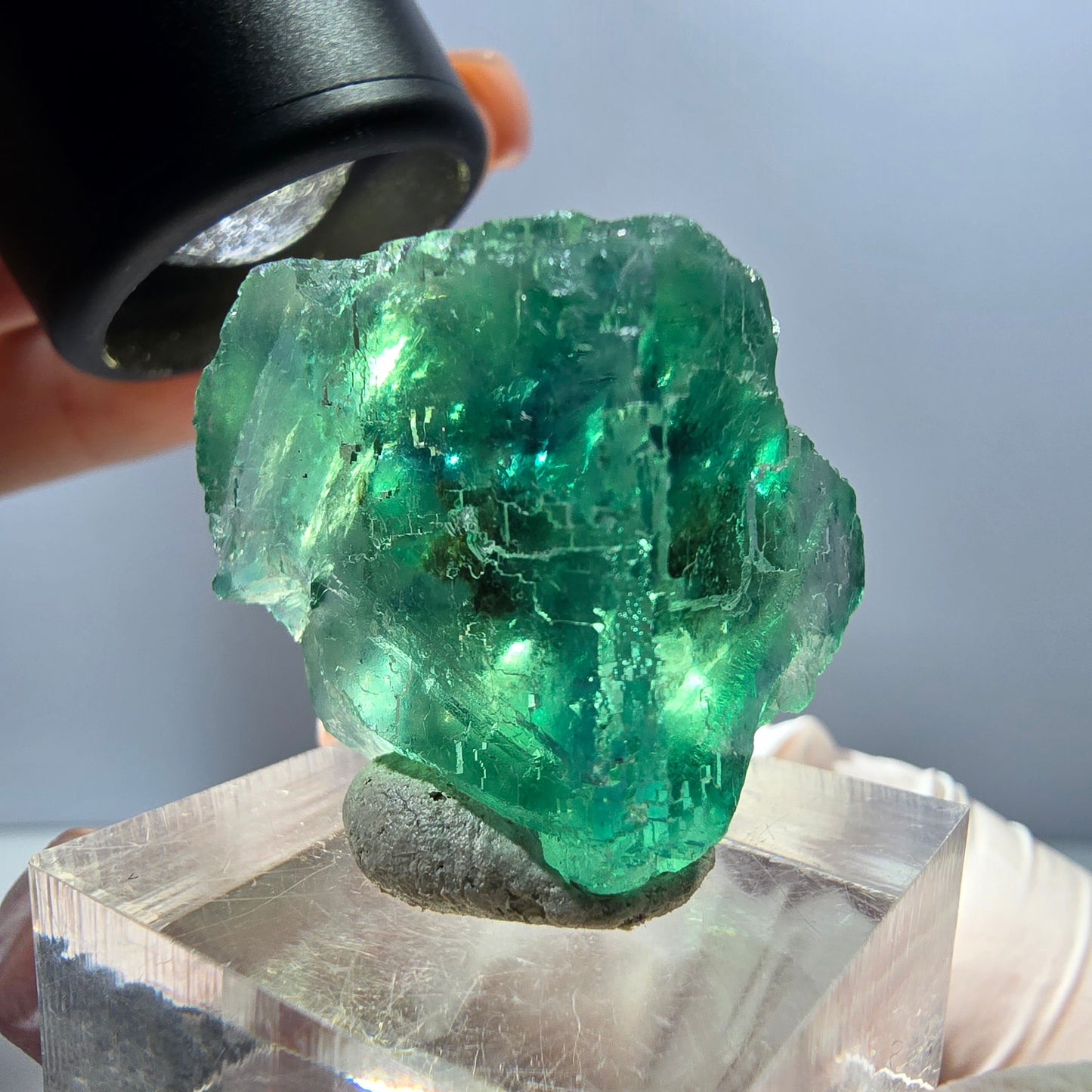 Klarer Phantom Fluorit Würfel parkettiert, grün Okorusu, Namibia 24*24*20mm