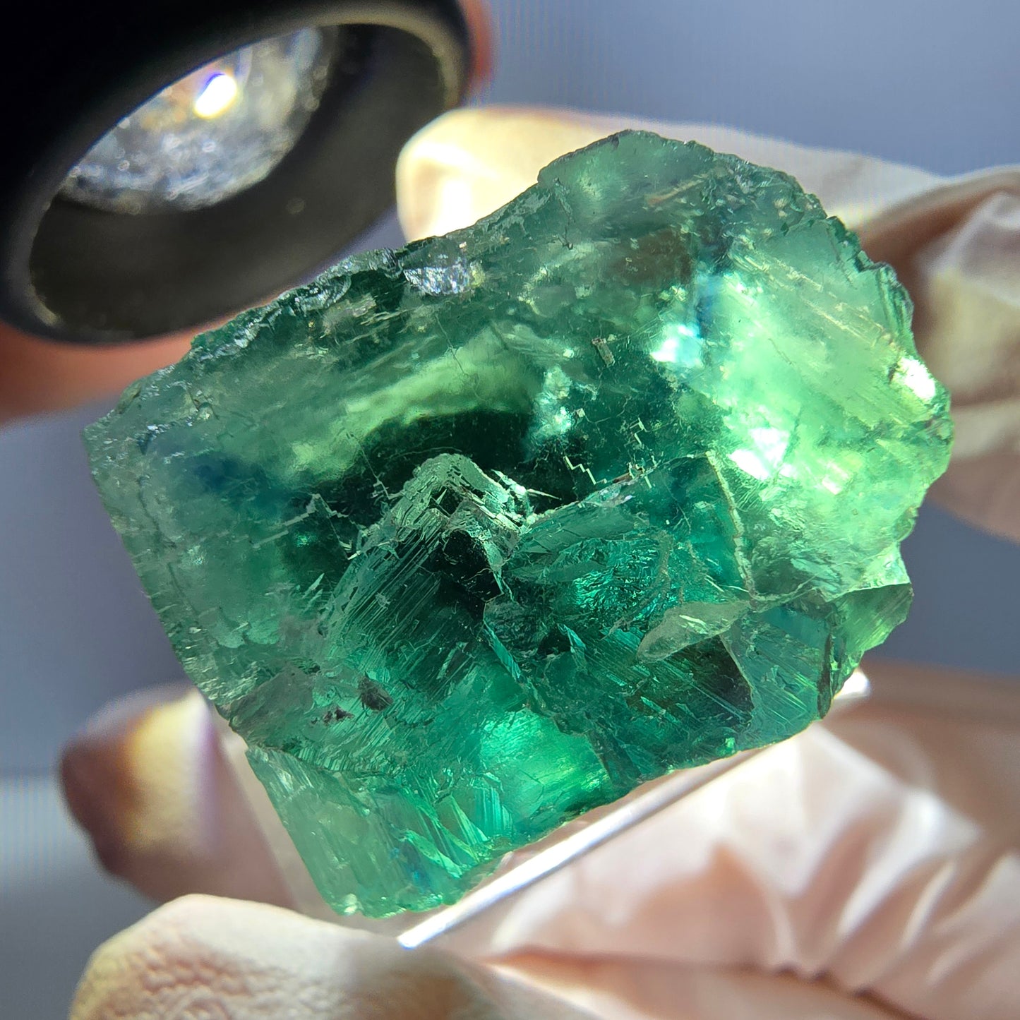 Klarer Phantom Fluorit Würfel parkettiert, grün Okorusu, Namibia 24*24*20mm