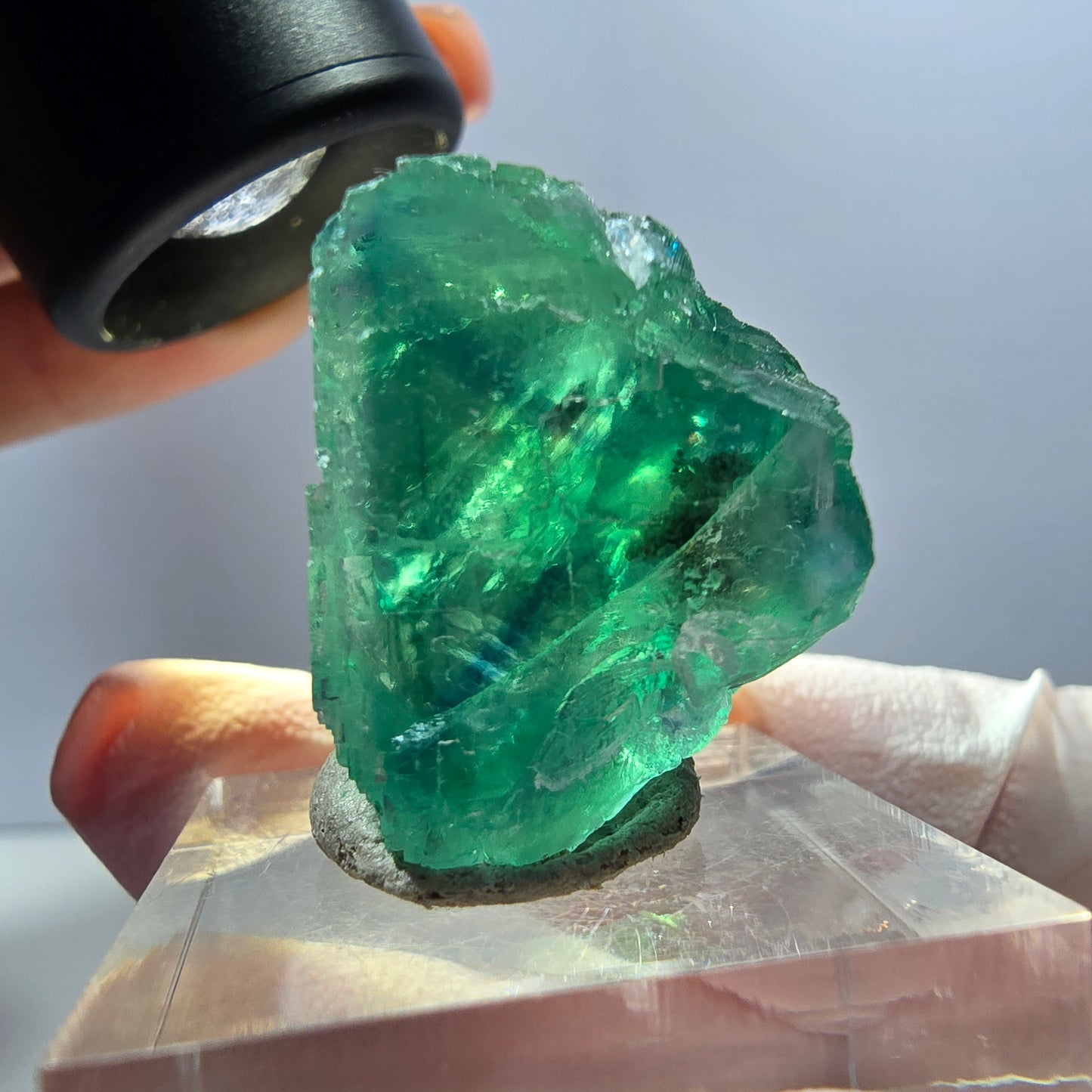 Klarer Phantom Fluorit Würfel parkettiert, grün Okorusu, Namibia 24*24*20mm