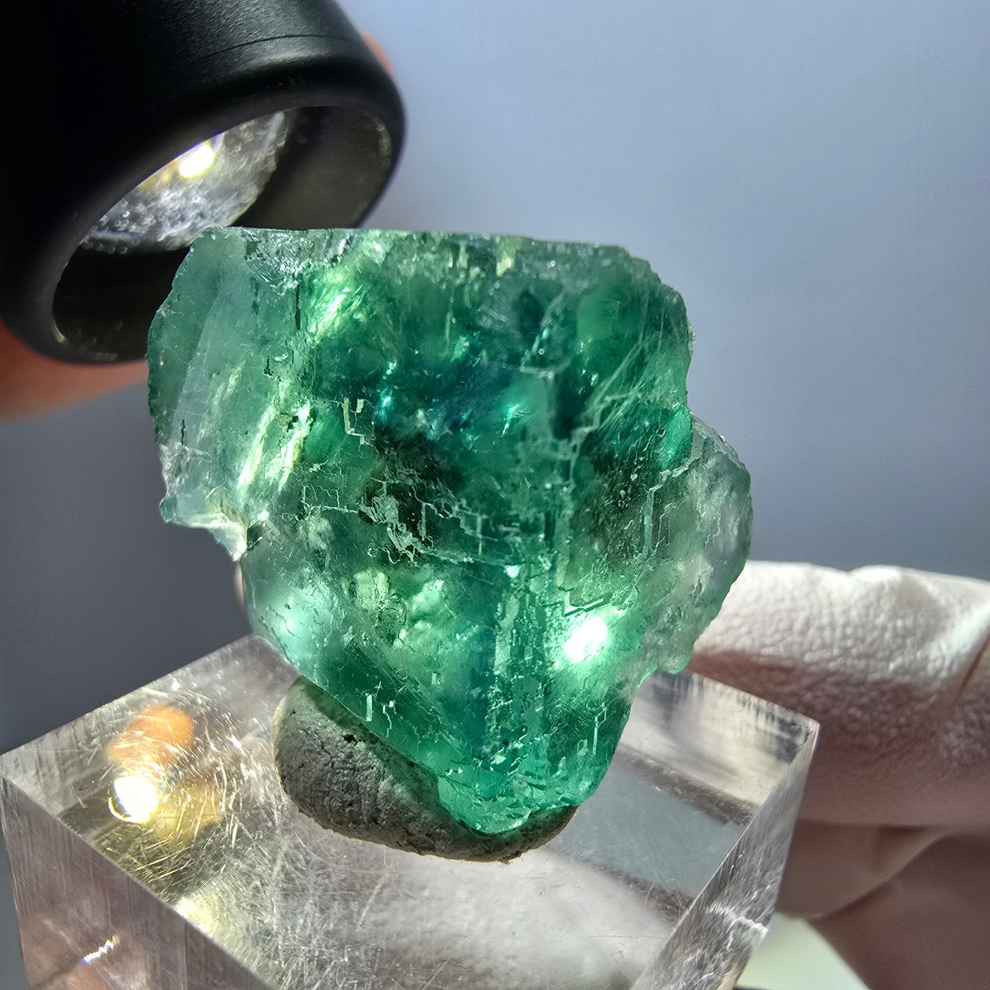 Klarer Phantom Fluorit Würfel parkettiert, grün Okorusu, Namibia 24*24*20mm