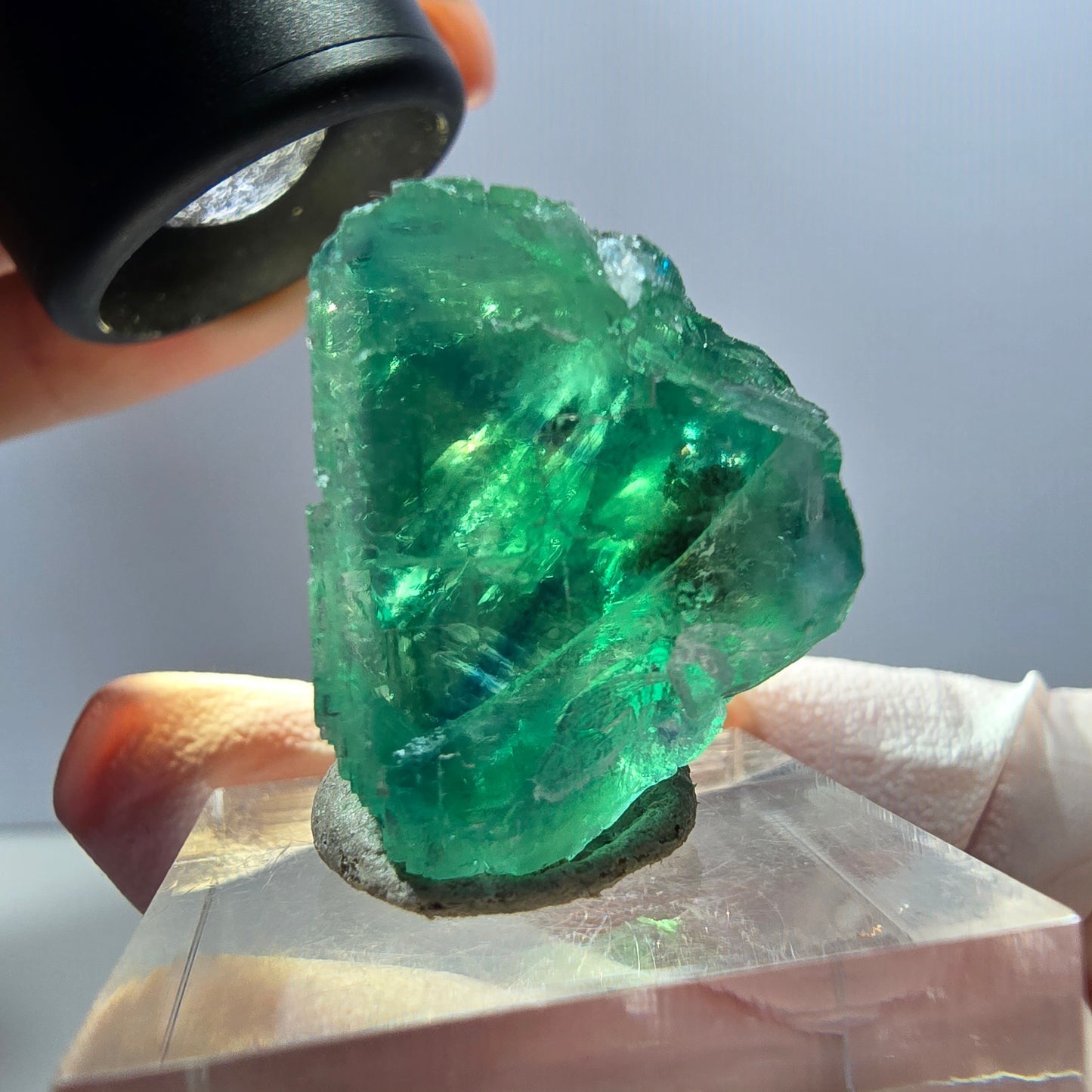 Klarer Phantom Fluorit Würfel parkettiert, grün Okorusu, Namibia 24*24*20mm