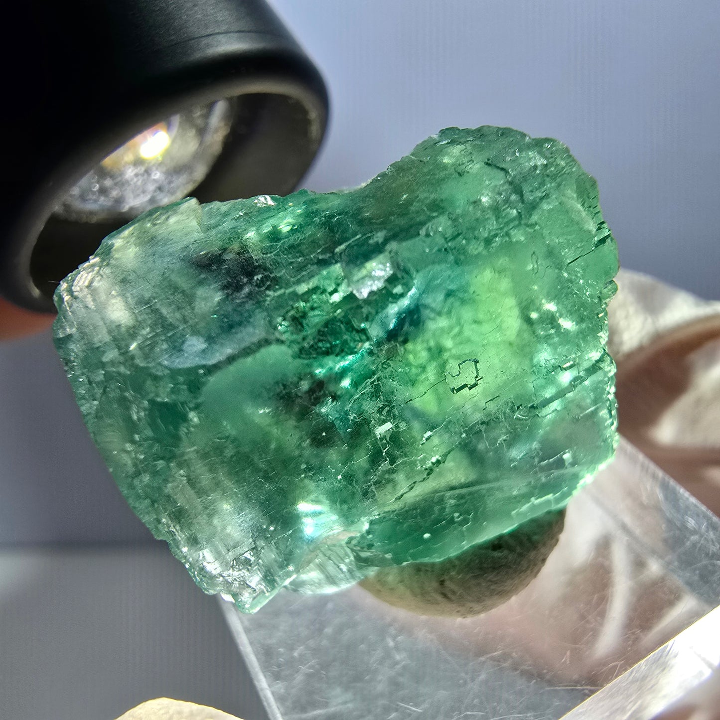 Klarer Phantom Fluorit Würfel parkettiert, grün Okorusu, Namibia 24*24*20mm