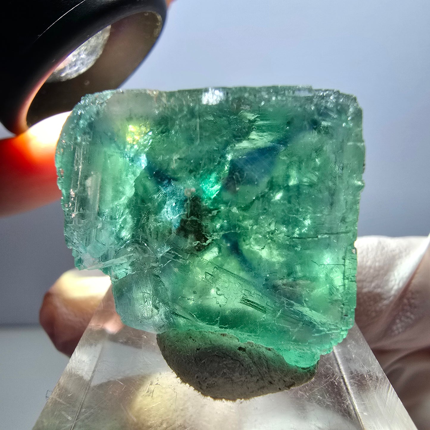 Klarer Phantom Fluorit Würfel parkettiert, grün Okorusu, Namibia 24*24*20mm