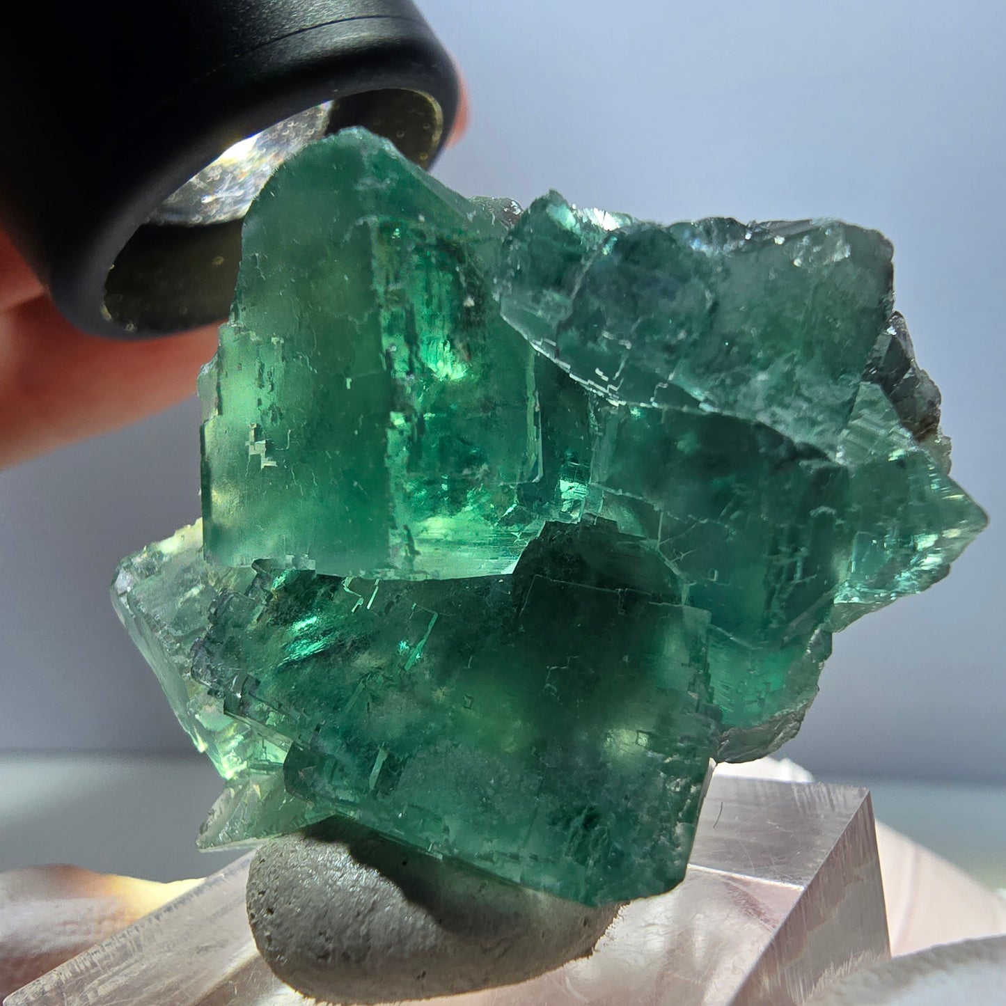 Klarer Phantom Fluorit Würfel parkettiert, grün Okorusu, Namibia 40*32*16mm