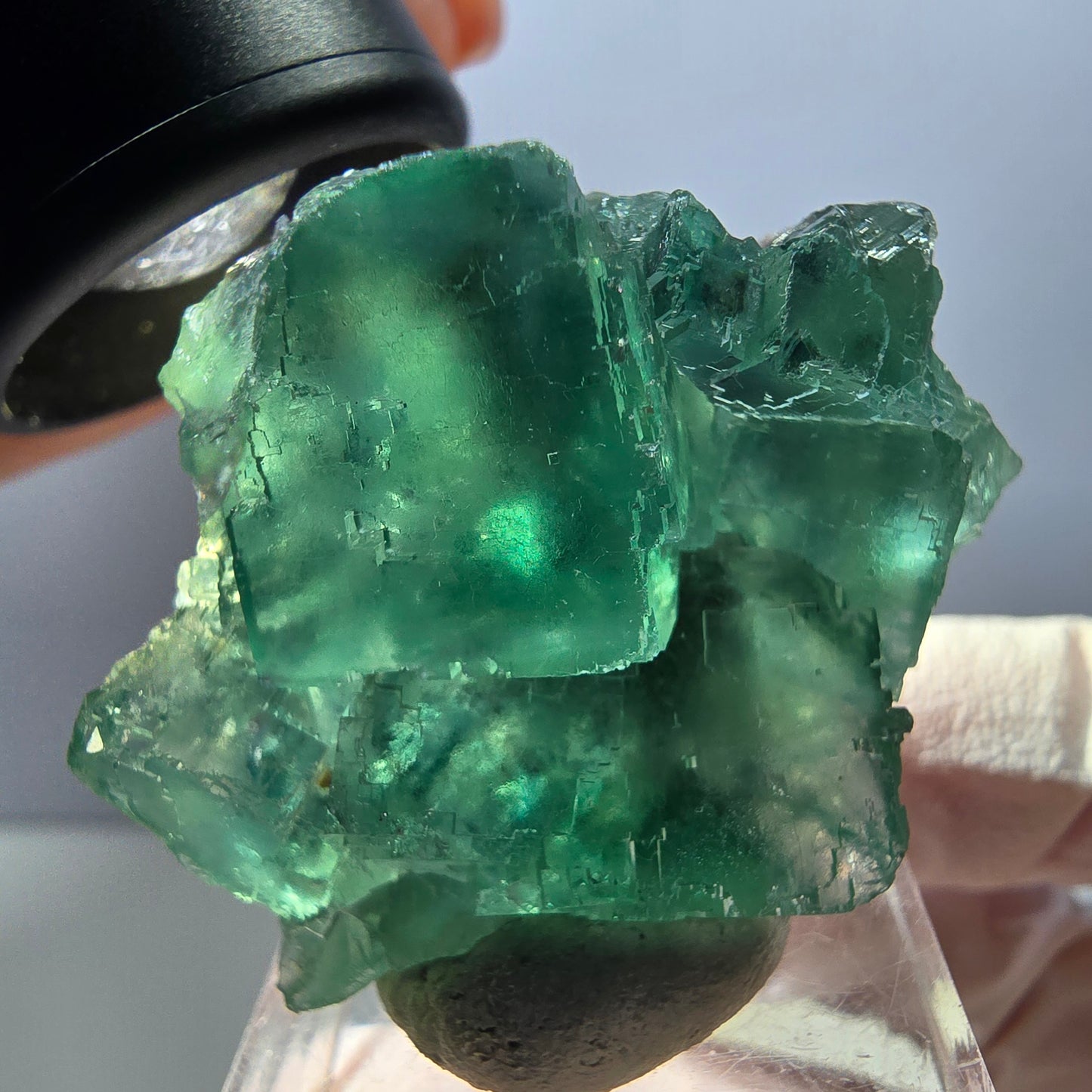 Klarer Phantom Fluorit Würfel parkettiert, grün Okorusu, Namibia 40*32*16mm