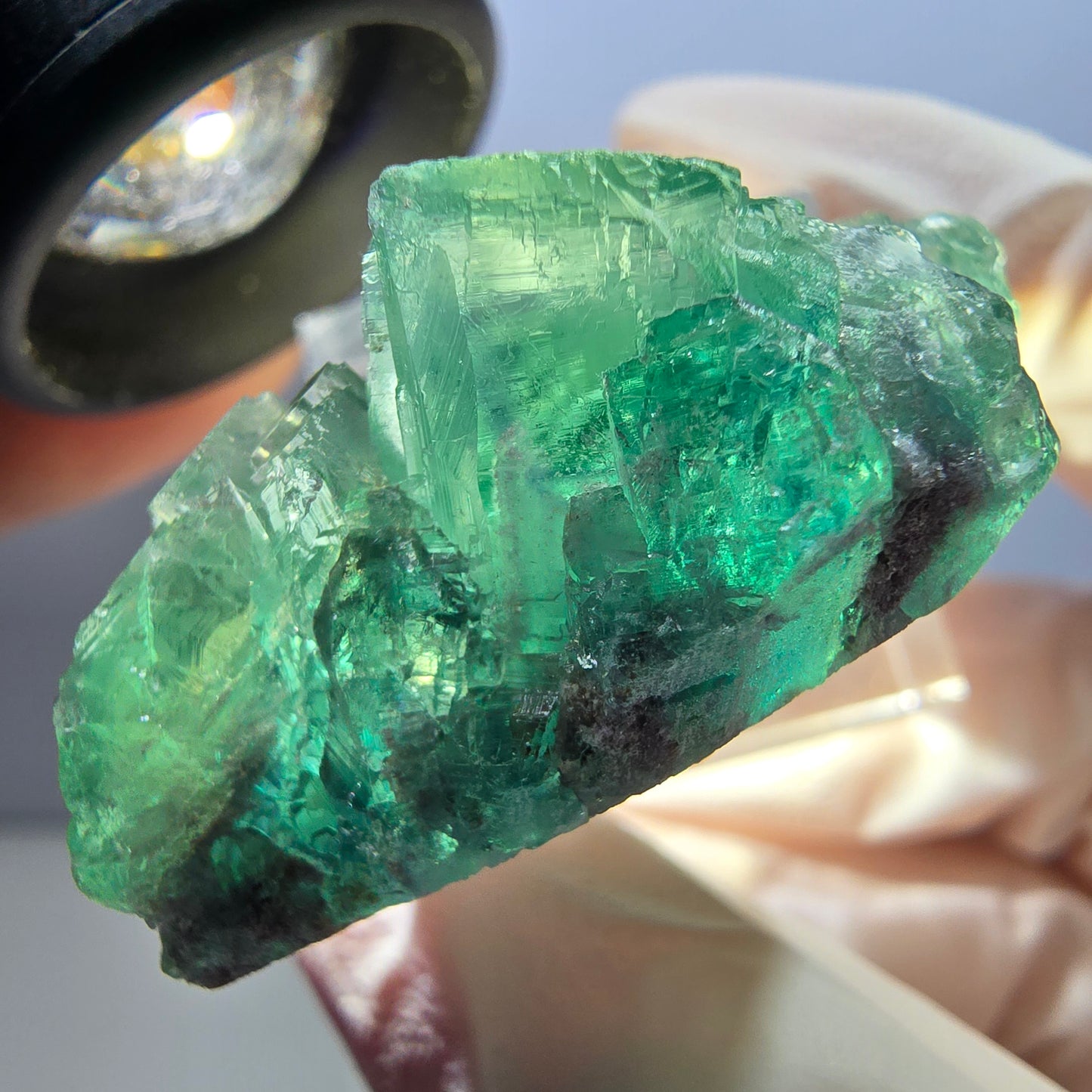 Klarer Phantom Fluorit Würfel parkettiert, grün Okorusu, Namibia 40*32*16mm