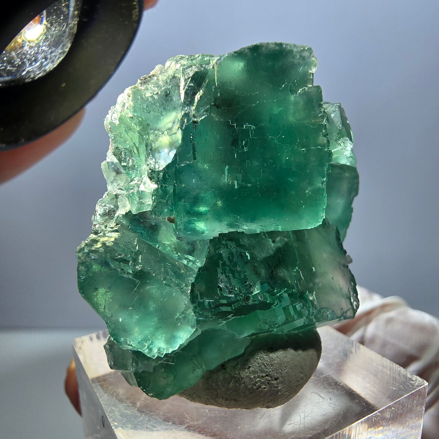 Klarer Phantom Fluorit Würfel parkettiert, grün Okorusu, Namibia 40*32*16mm