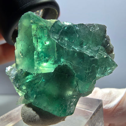 Klarer Phantom Fluorit Würfel parkettiert, grün Okorusu, Namibia 40*32*16mm