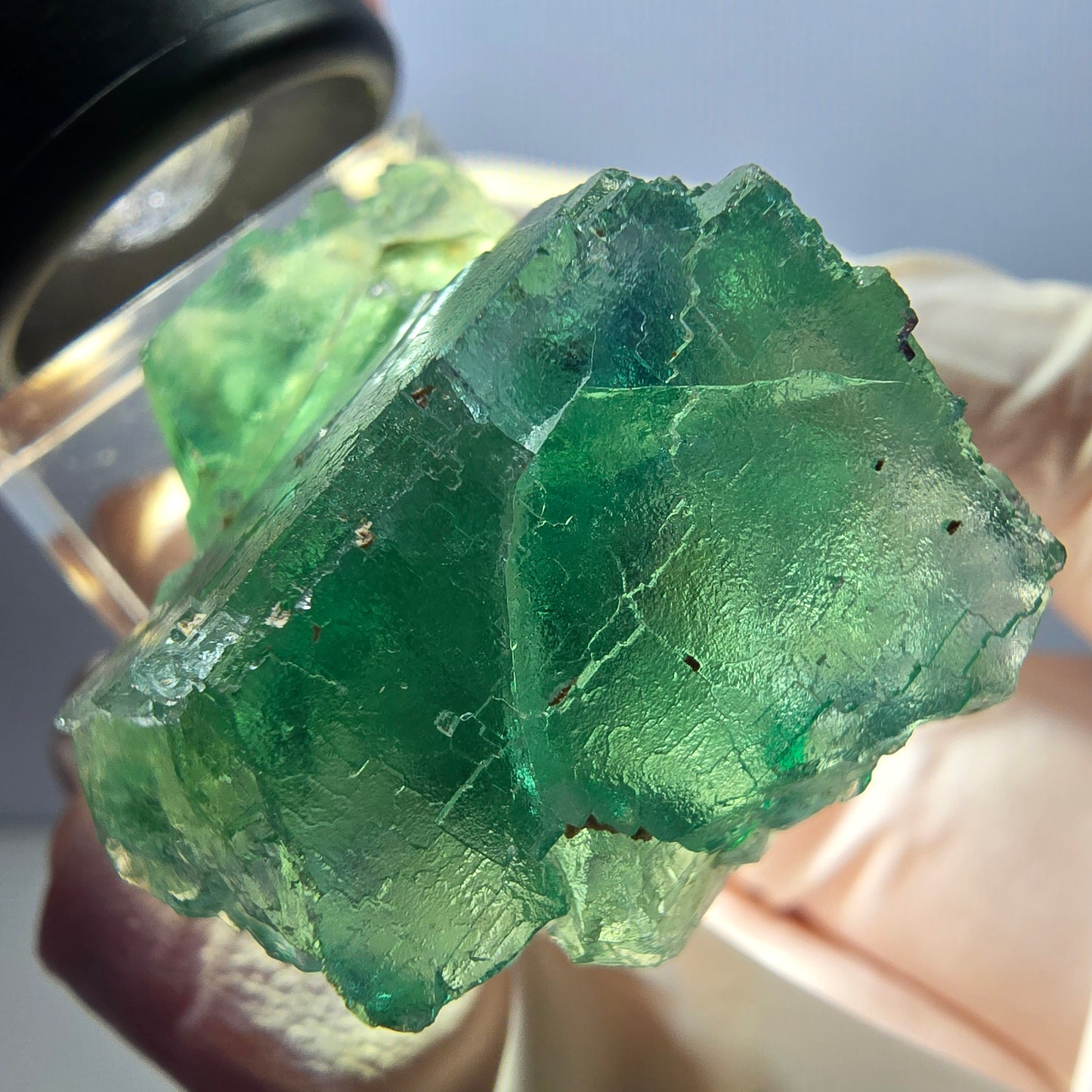 Klarer Phantom Fluorit Würfel parkettiert, grün Okorusu, Namibia 35*31*23mm