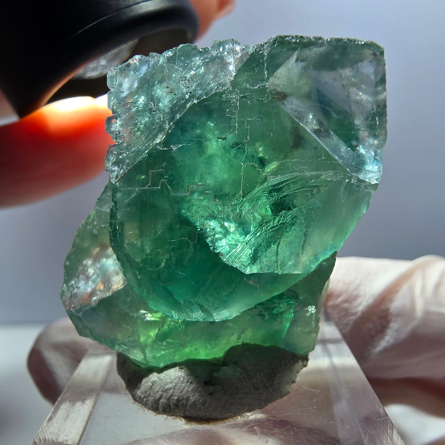 Klarer Phantom Fluorit Würfel parkettiert, grün Okorusu, Namibia 30*28*17mm