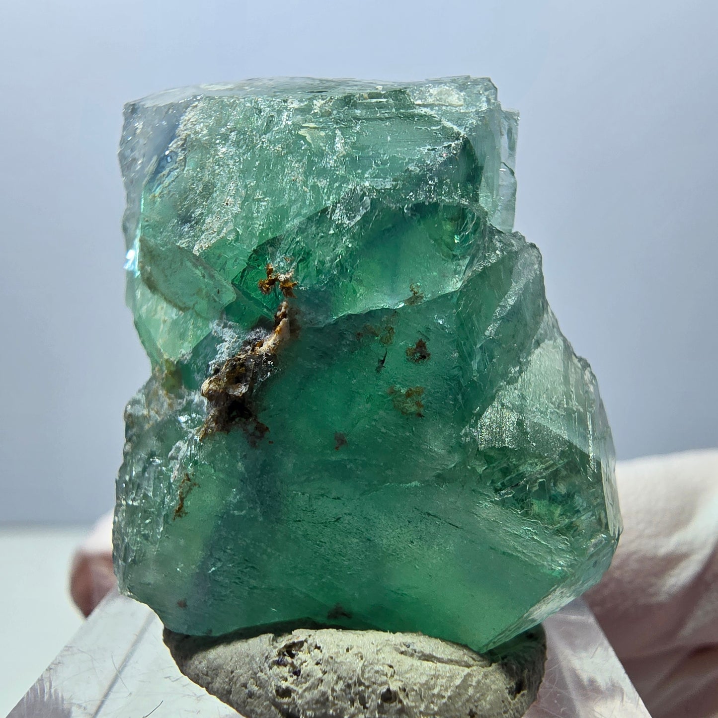 Klarer Phantom Fluorit Würfel parkettiert, grün Okorusu, Namibia 30*28*17mm